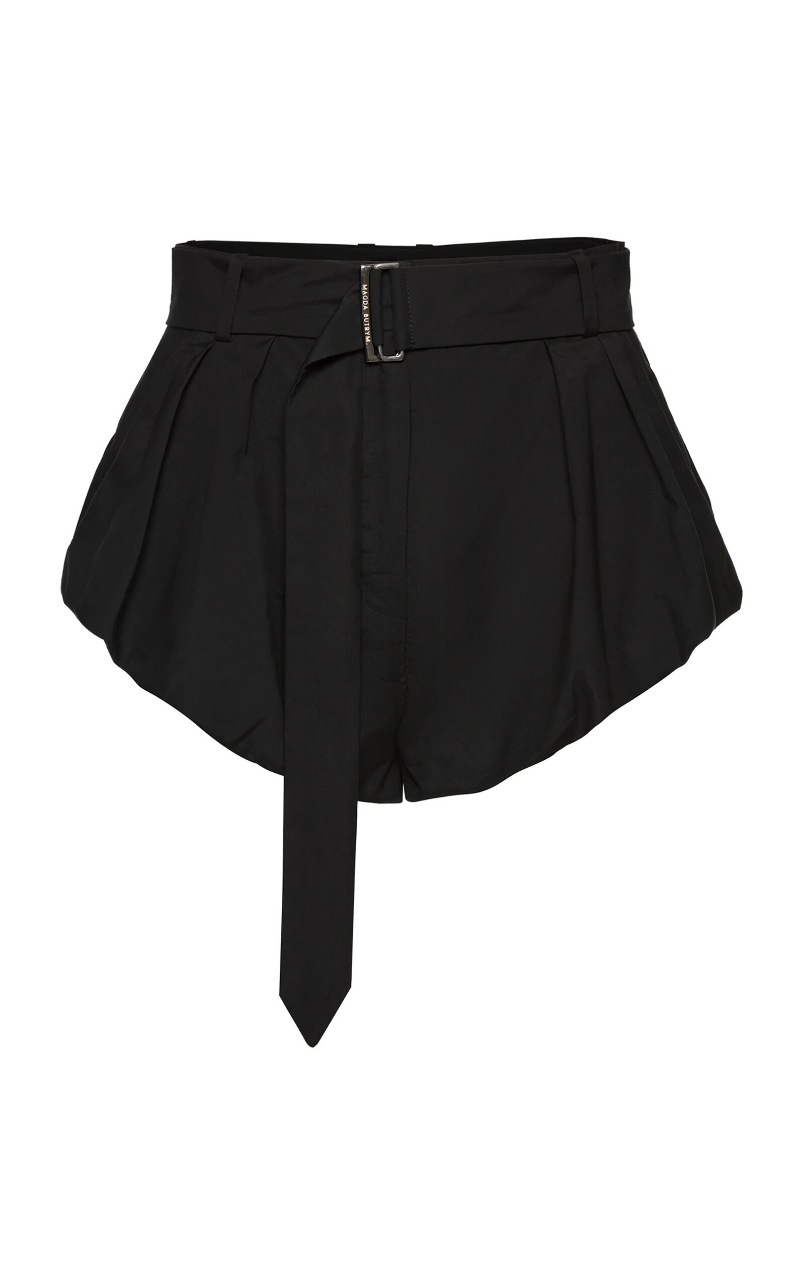 Shop Magda Butrym Belted High-rise Cotton Shorts In Black