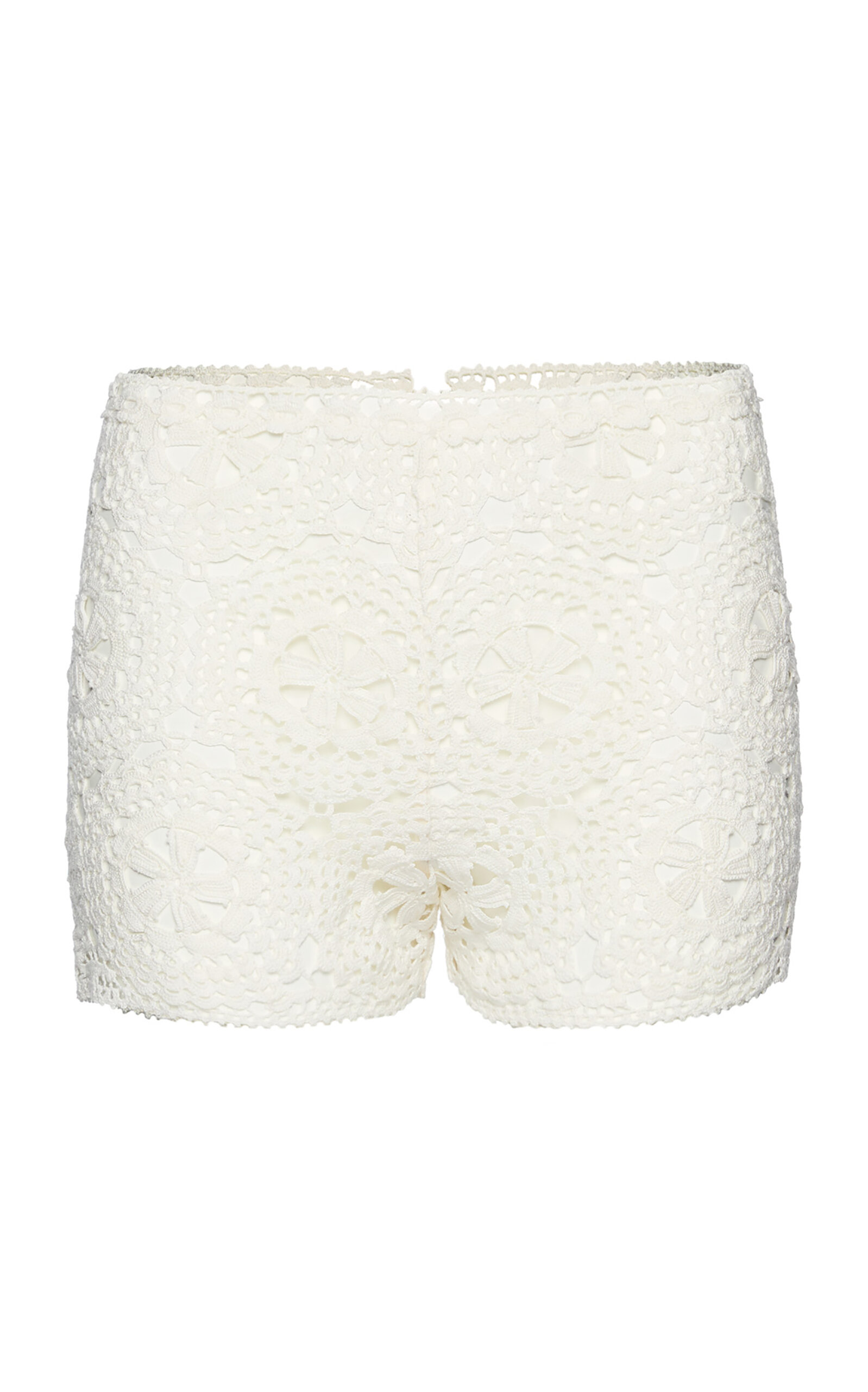 Shop Magda Butrym Geometric Detail  High-rise Cotton Shorts In White