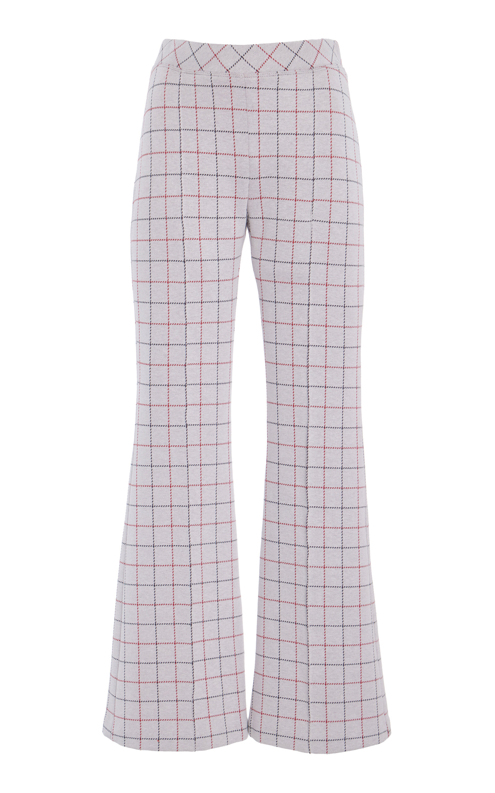 Checked Cropped Flared Pants