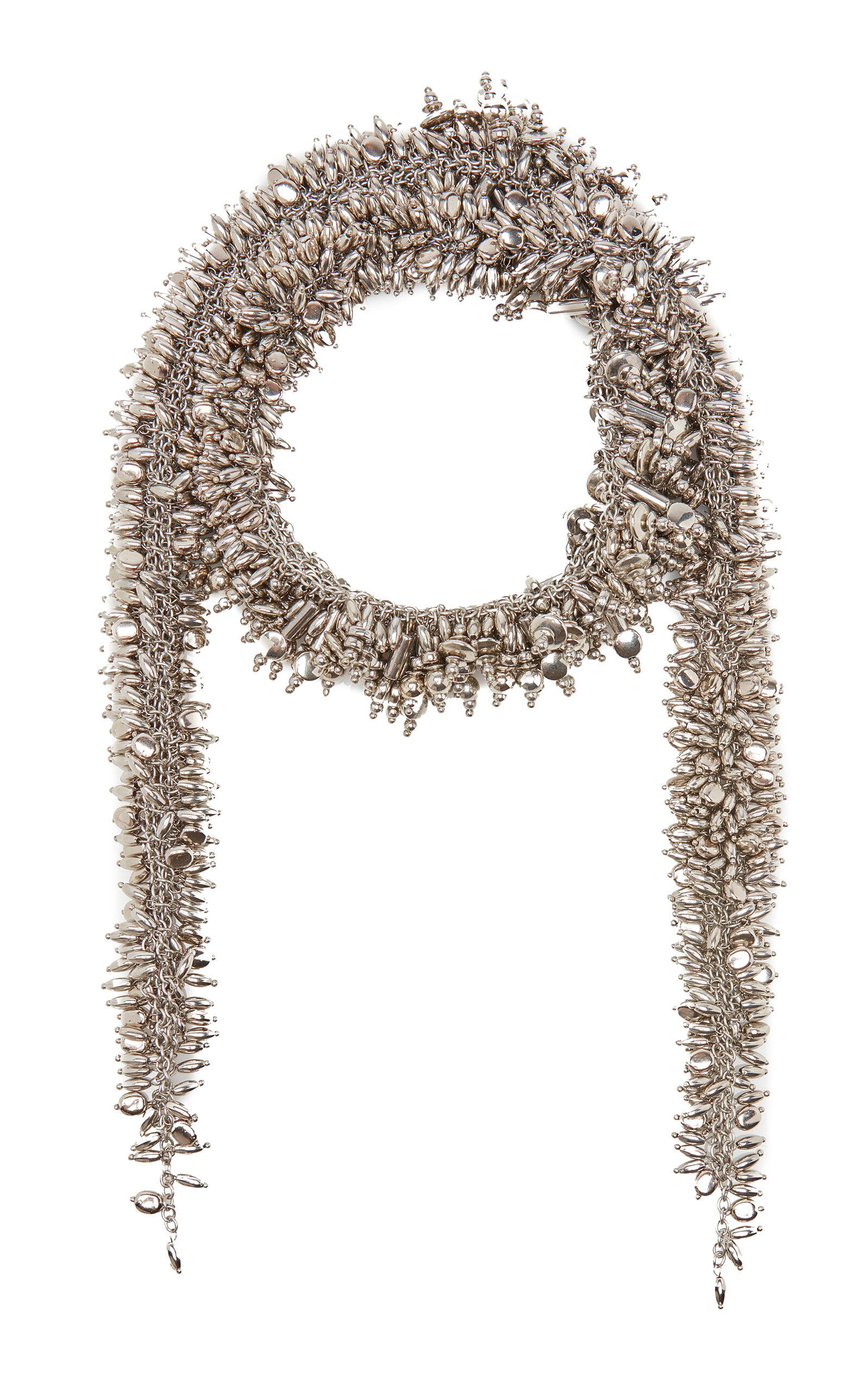 Beaded Silver-Tone Wrap Necklace