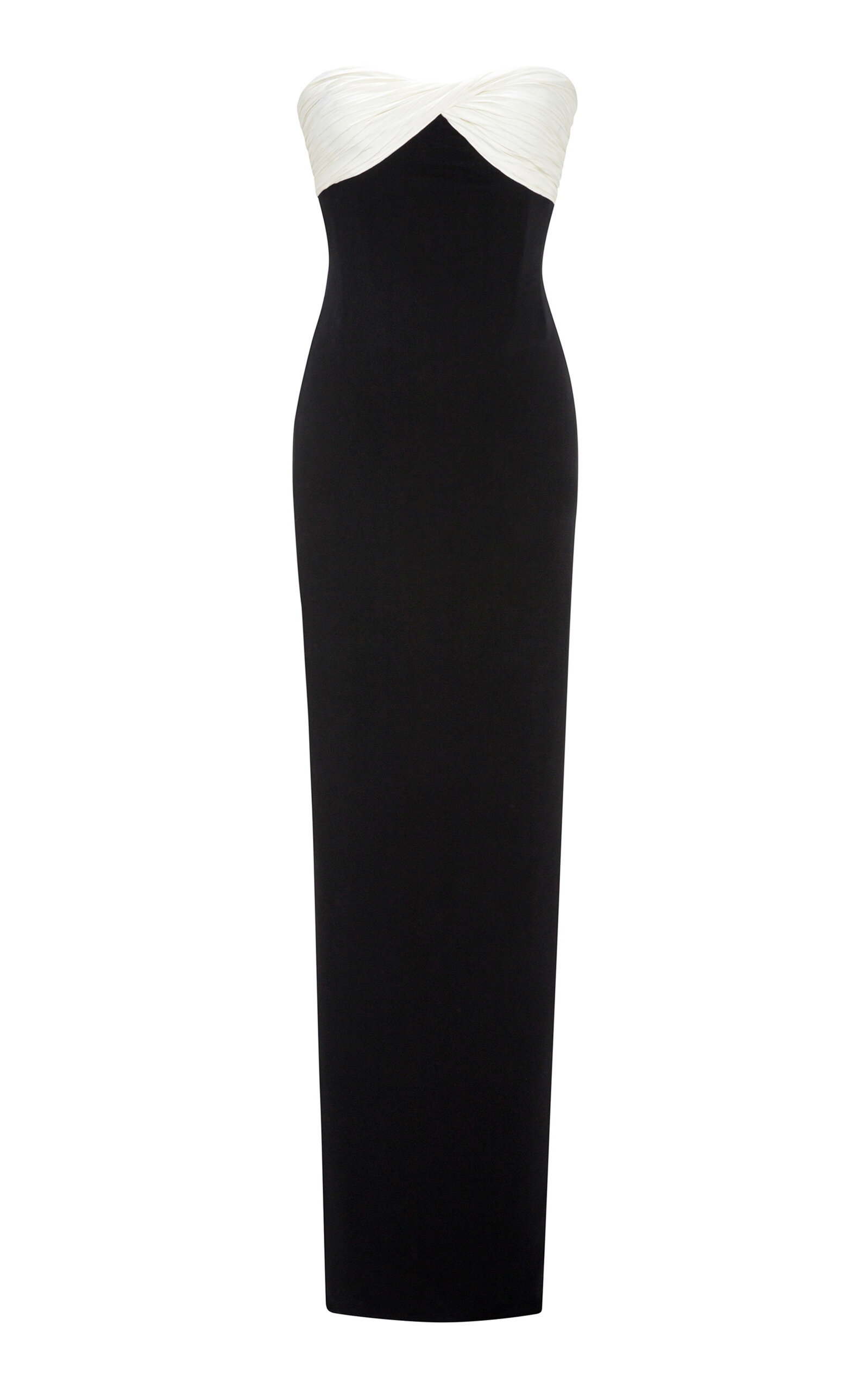 Shop Marmar Halim Pleated Silk Crepe Gown In Black,white