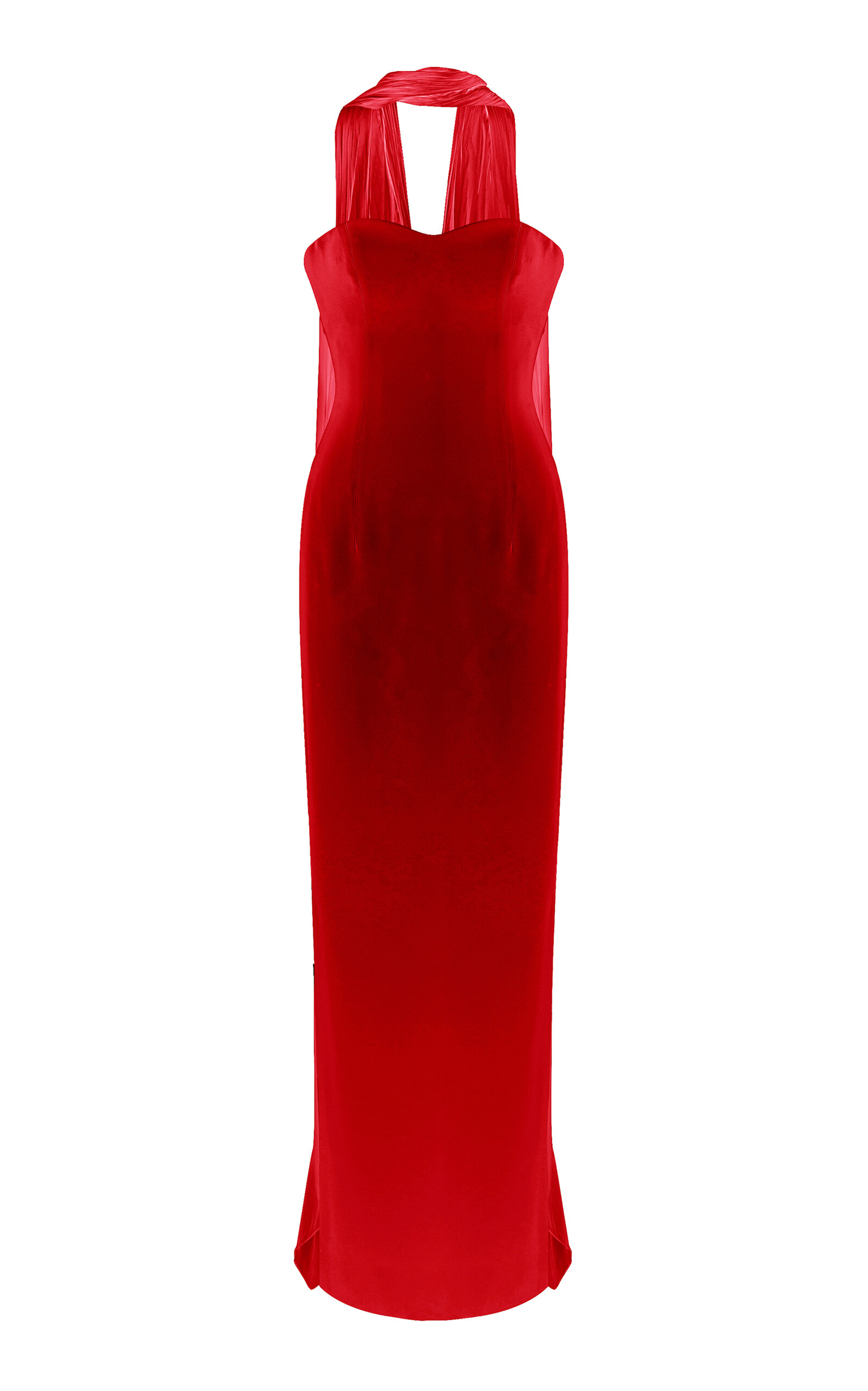 Shop Marmar Halim Chiffon Scarf Crepe Maxi Dress In Red