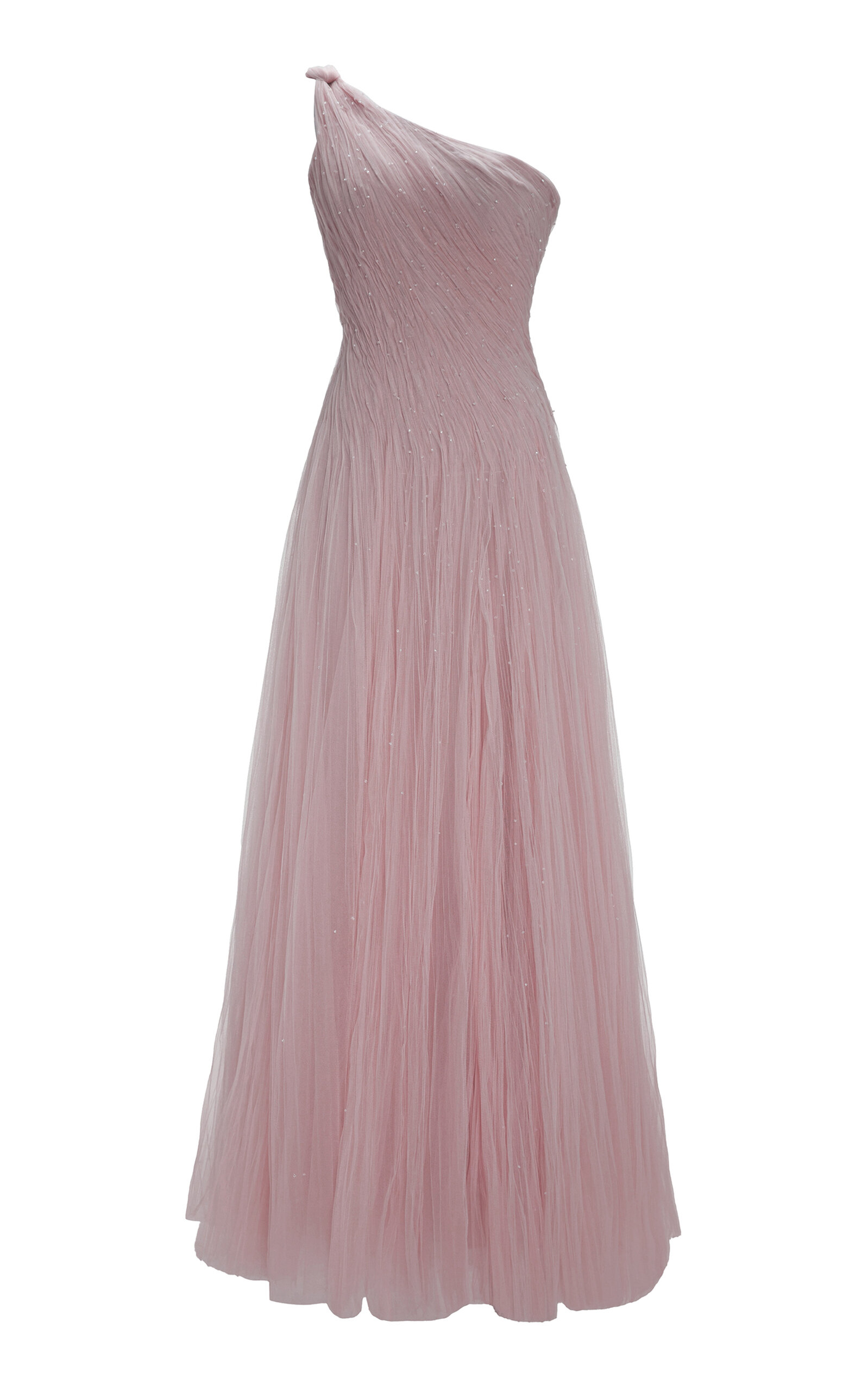 Shop Marmar Halim Single-shoulder Silk Tulle Gown In Pink