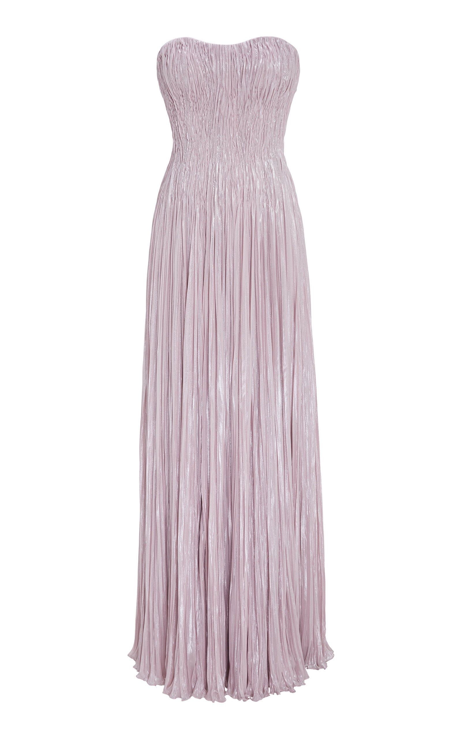 Shop Marmar Halim Pleated Foil Fabric Silk Gown In Pink