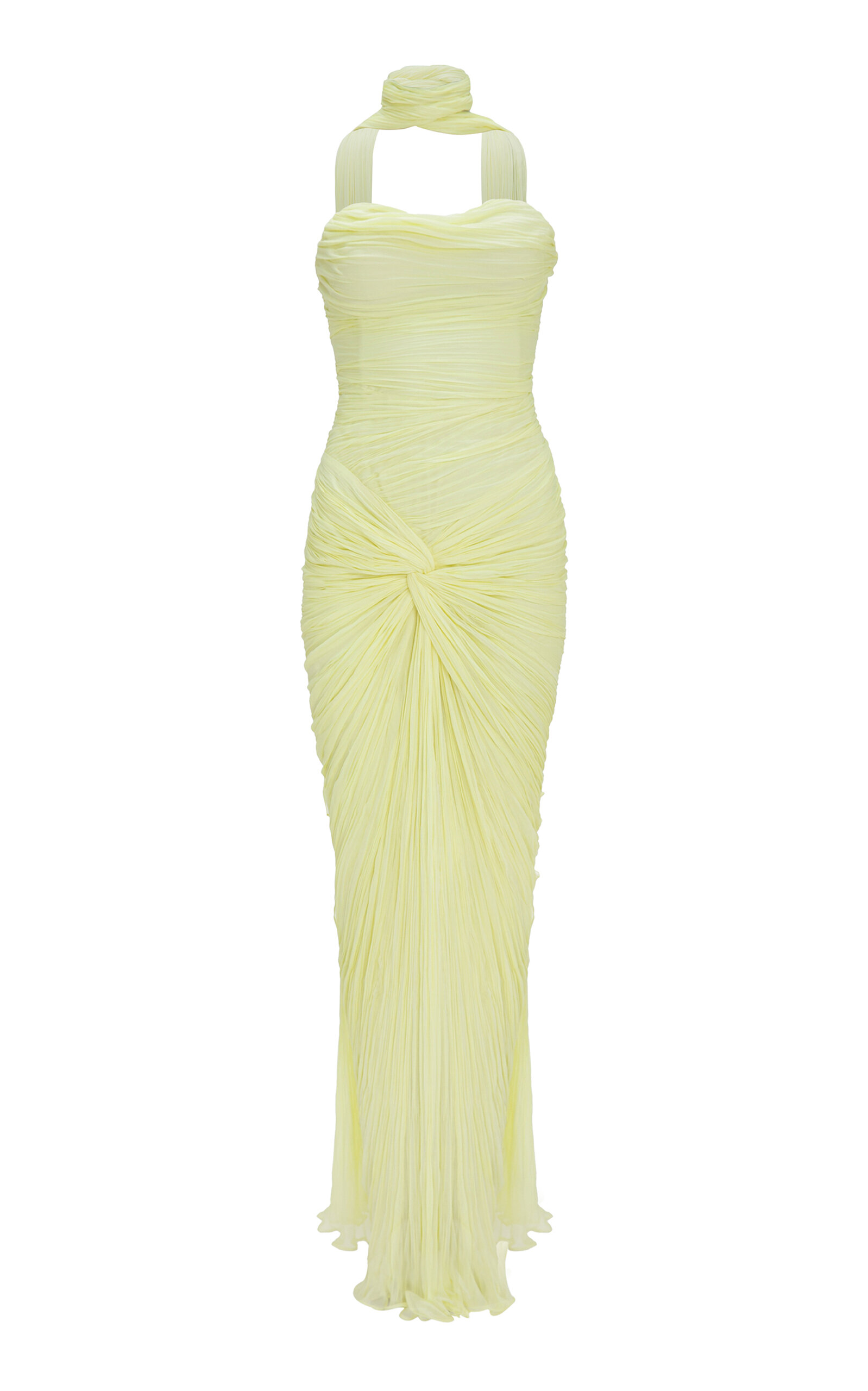 MARMAR HALIM RUCHED-SASH SILK GOWN 