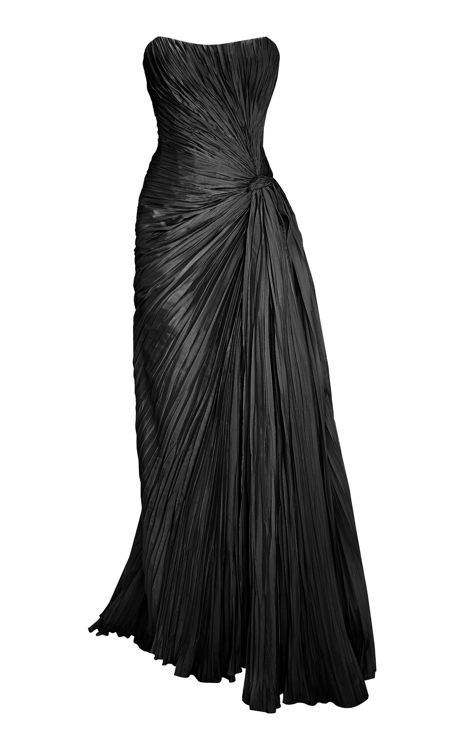 Shop Marmar Halim Hand Pleated Slip Silk Gown In Black