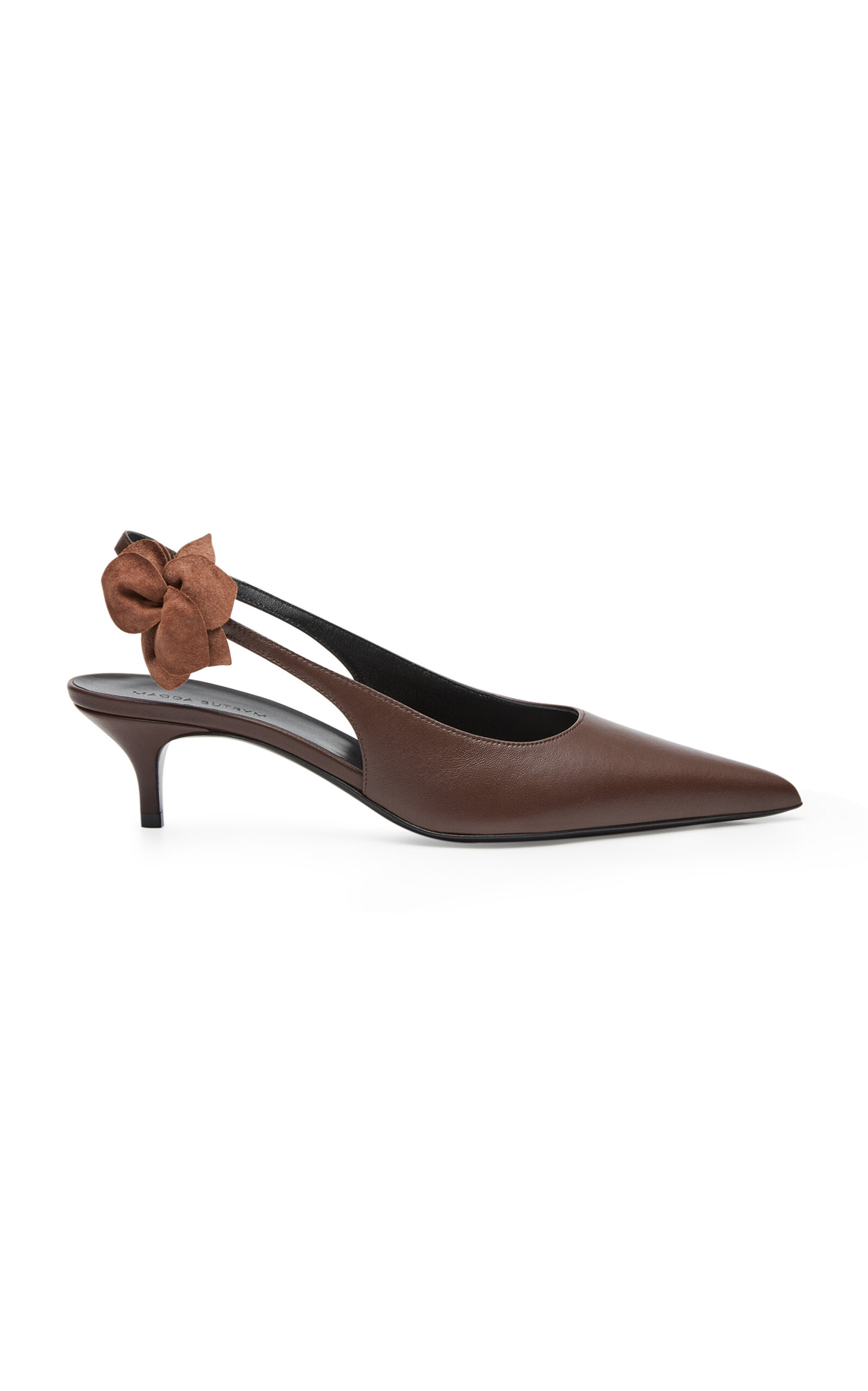 Shop Magda Butrym Slingback Leather Kitten Heels In Brown