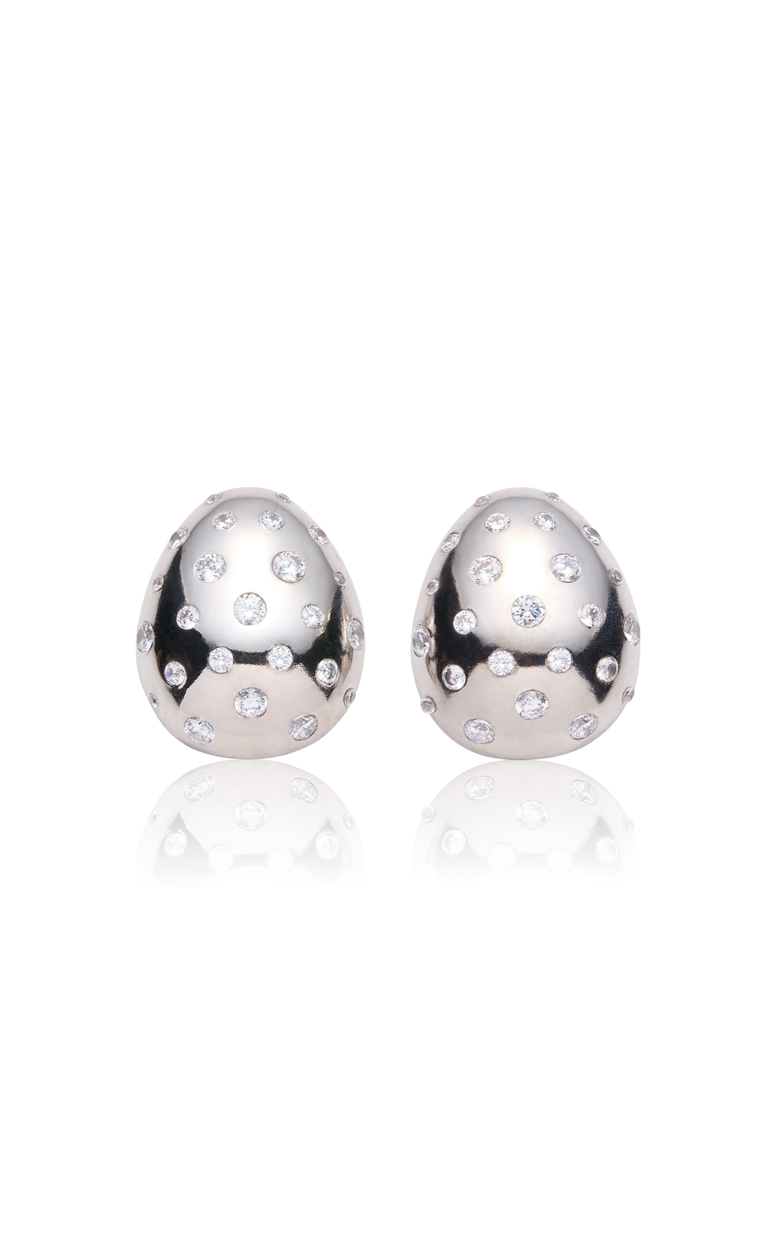 Shop Magda Butrym Crystal-studded Dome Earrings In Silver