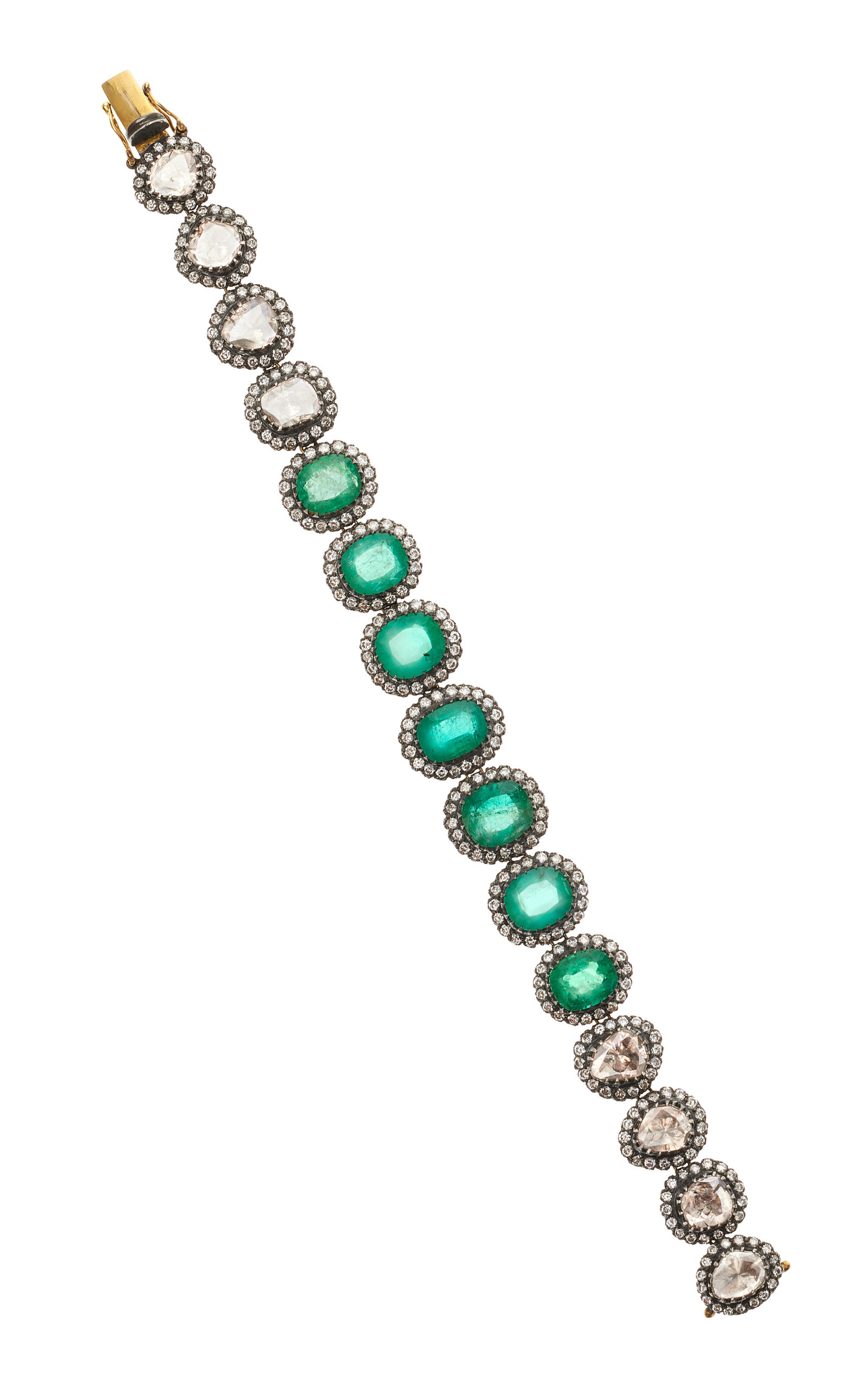 Shop Amrapali One-of-a-kind Rajasthan 18k Yellow Gold Emerald; Diamond Bracelet In Green