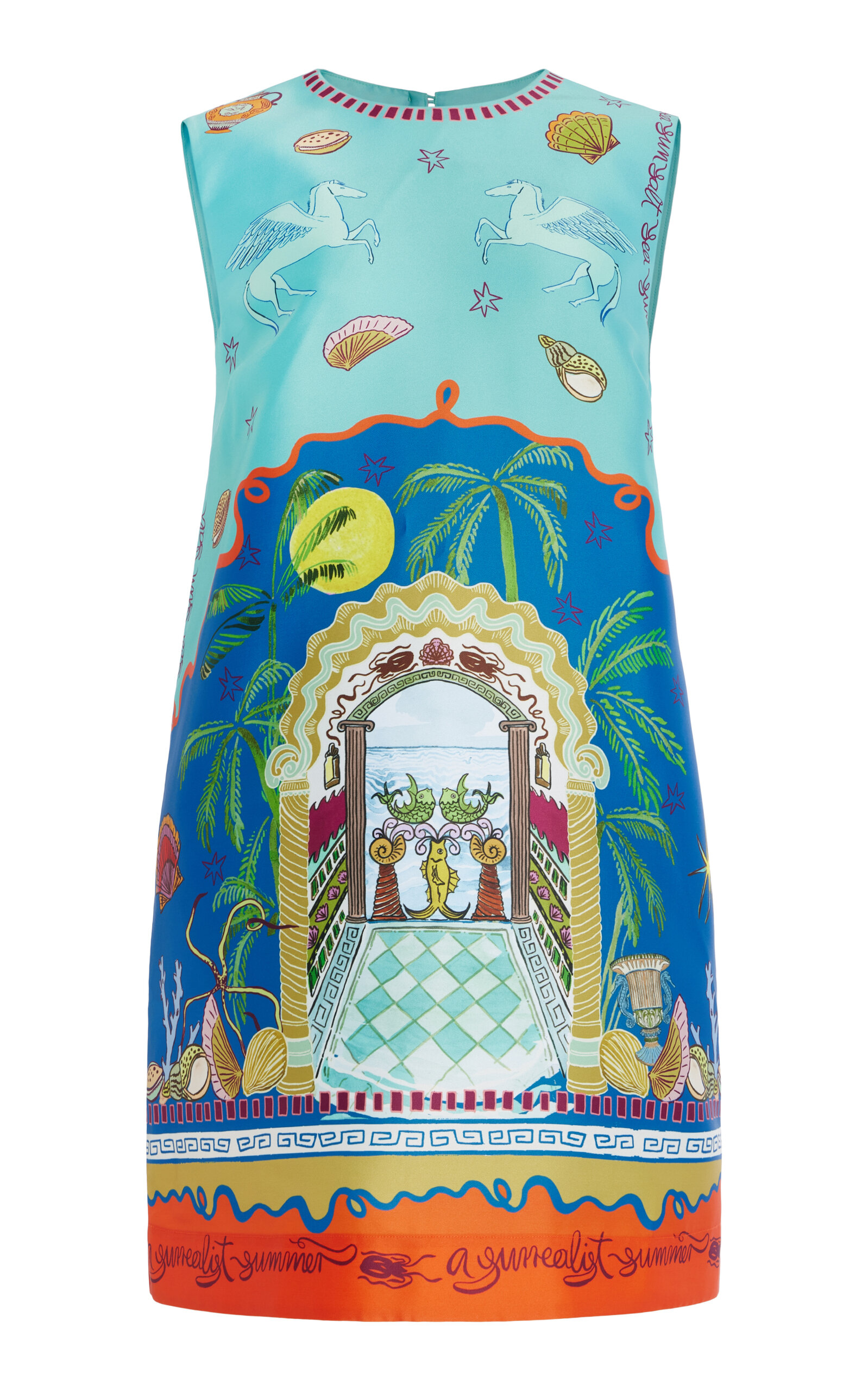 ALÉMAIS Surrealist Summer Crepe Mini Dress