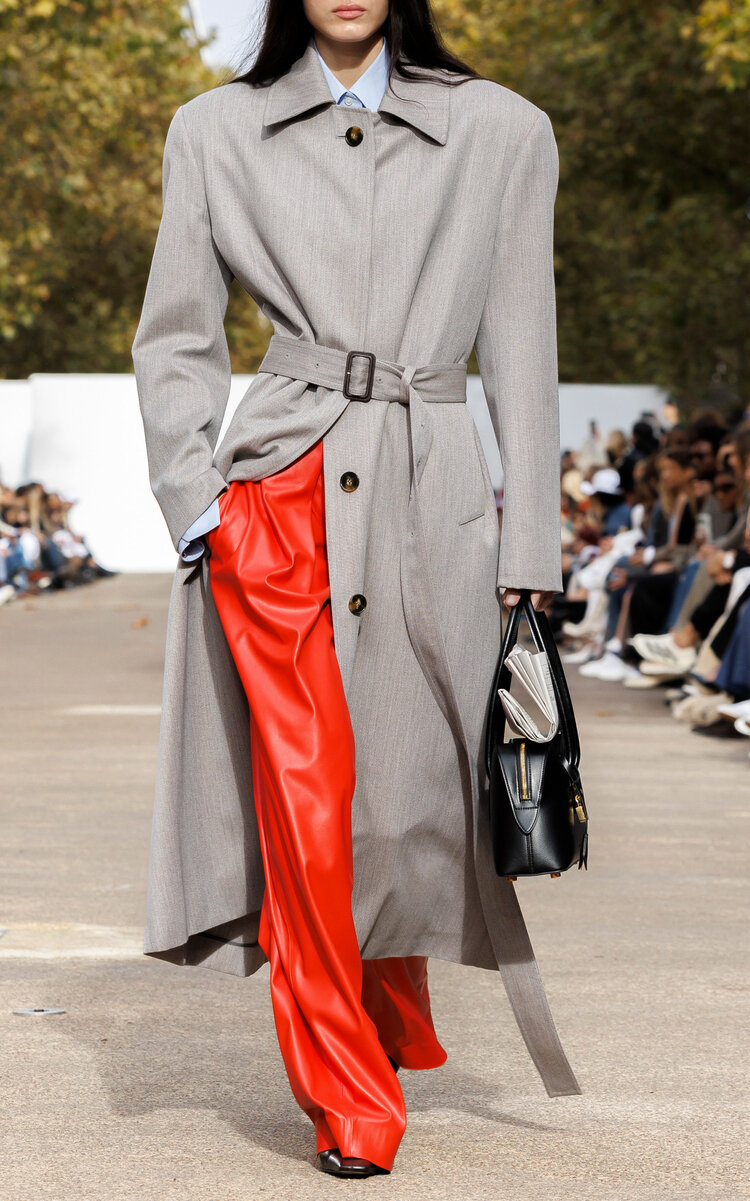 Stella Mccartney Wool-blend Trench Coat In Grey