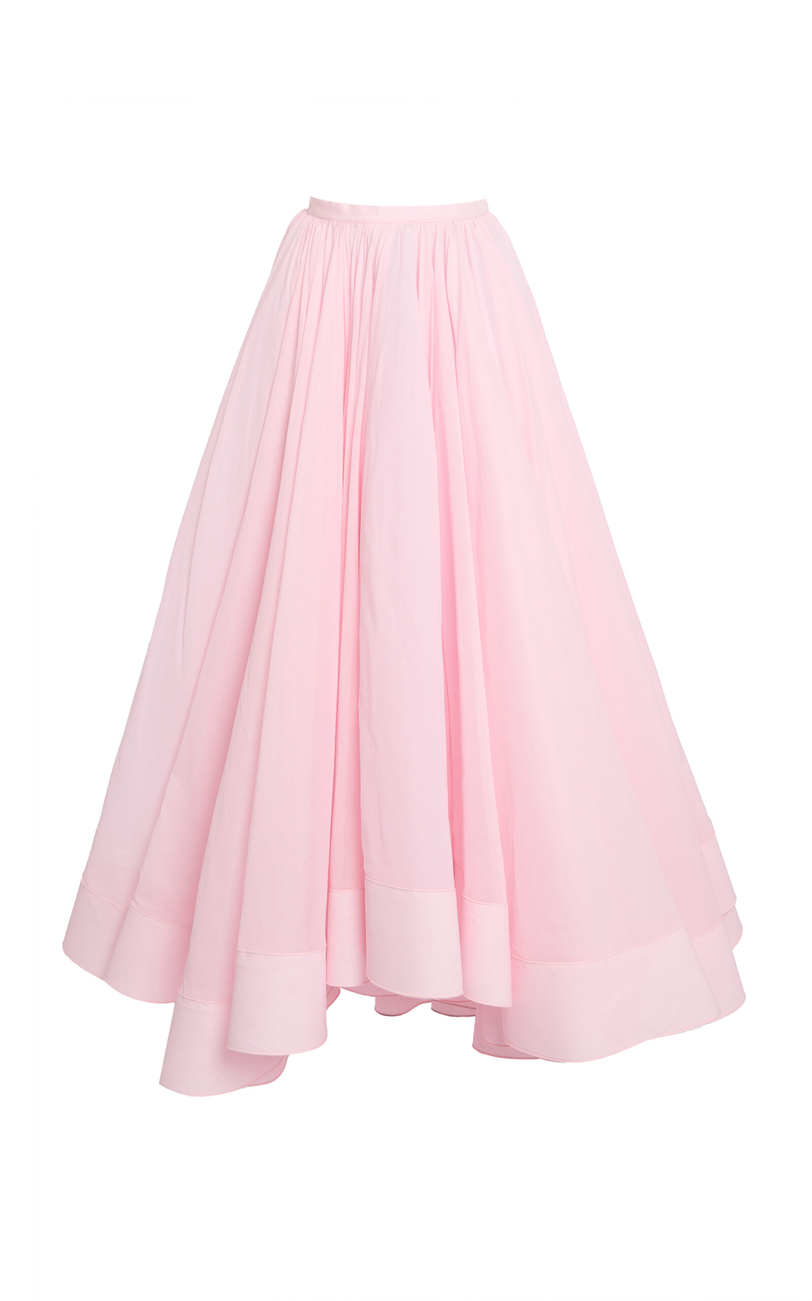 Shop Giambattista Valli Gathered Cotton Voile Maxi Skirt In Pink