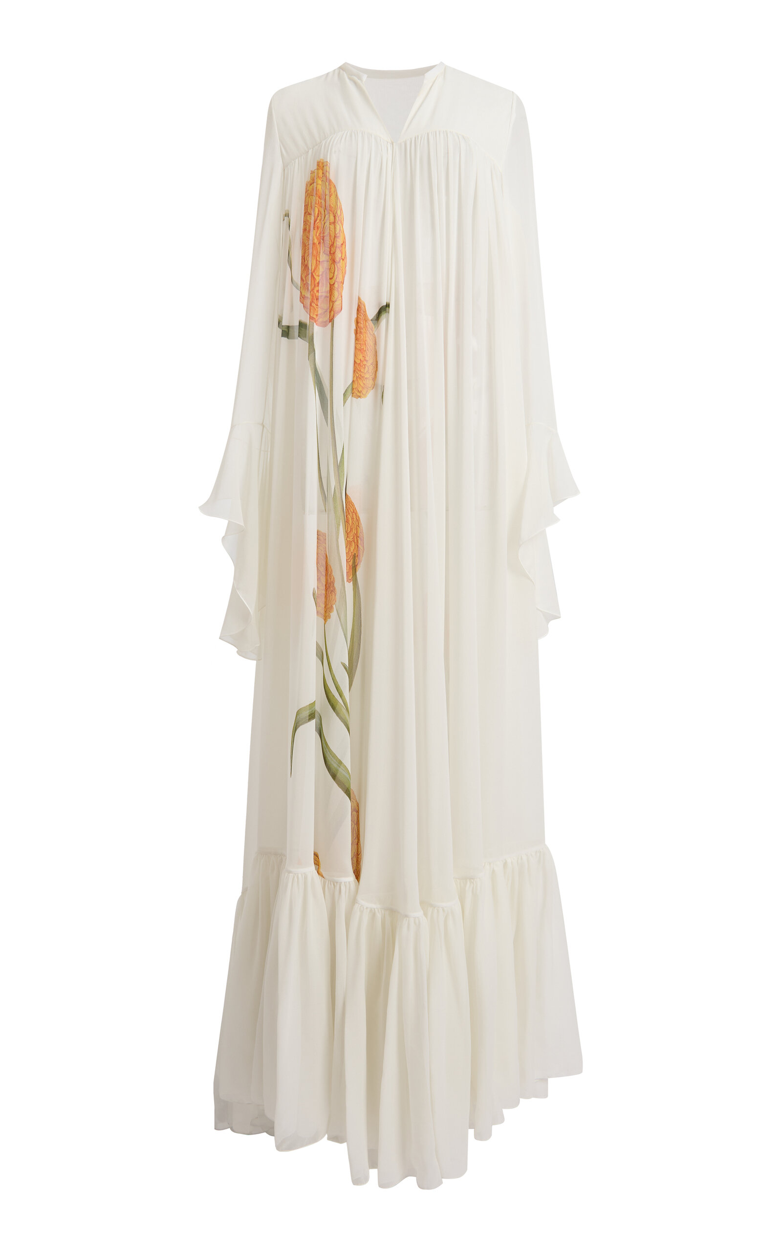 Shop Giambattista Valli Printed Silk Georgette Maxi Dress In Ivory