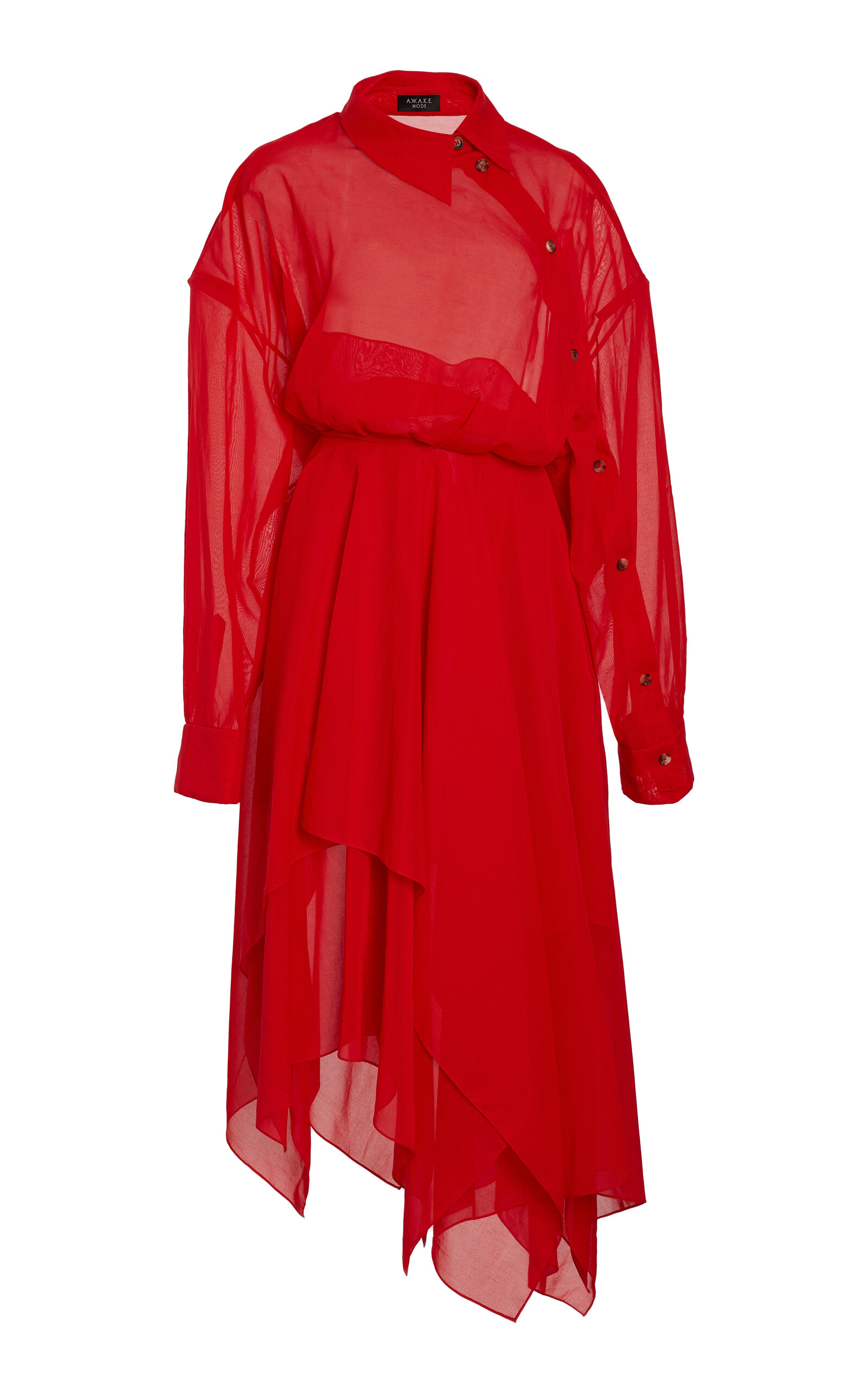 Shop A.w.a.k.e. Organza Shirt Dress In Red