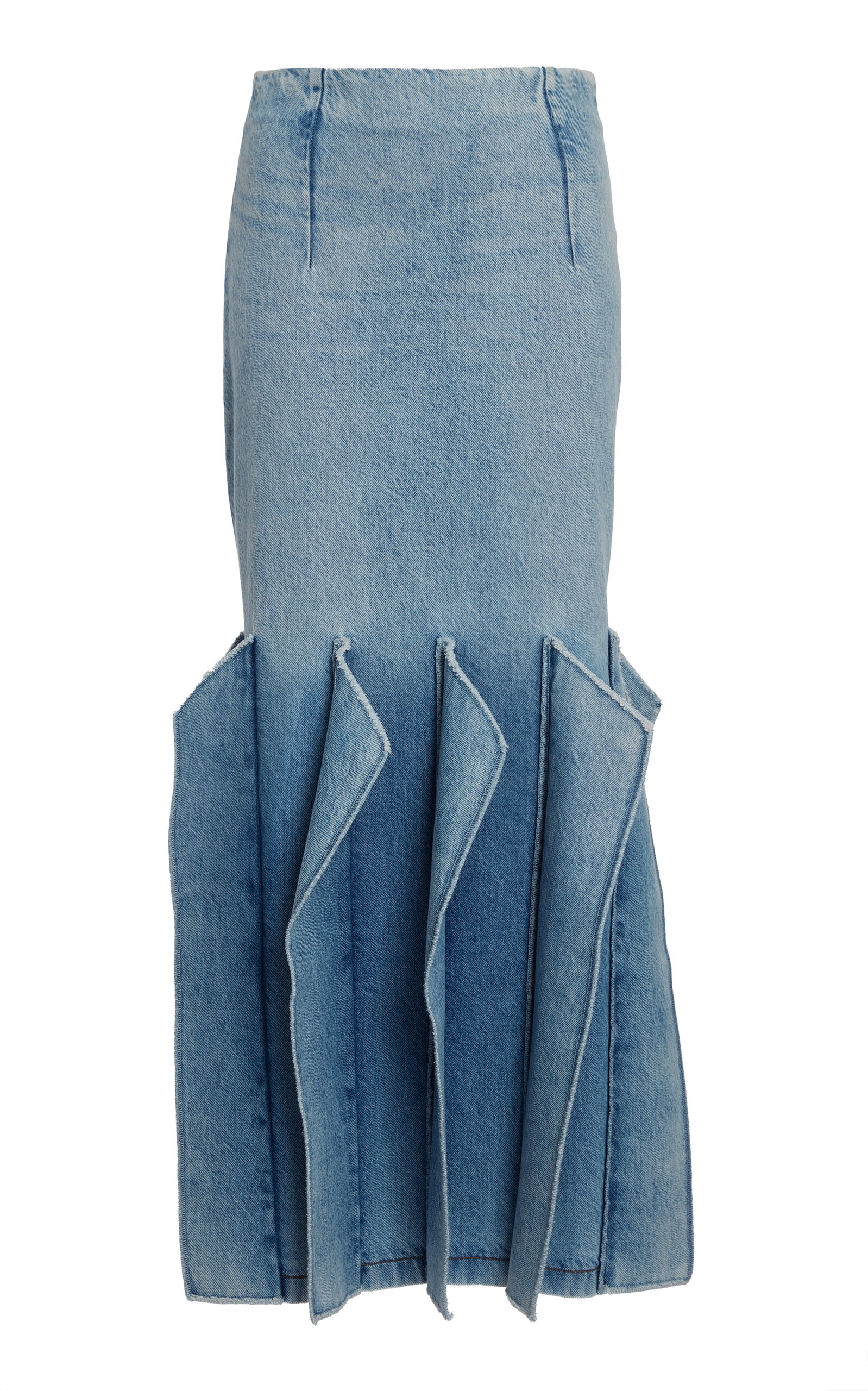 Shop A.w.a.k.e. Denim Skirt With Panel Detail In Light Blue