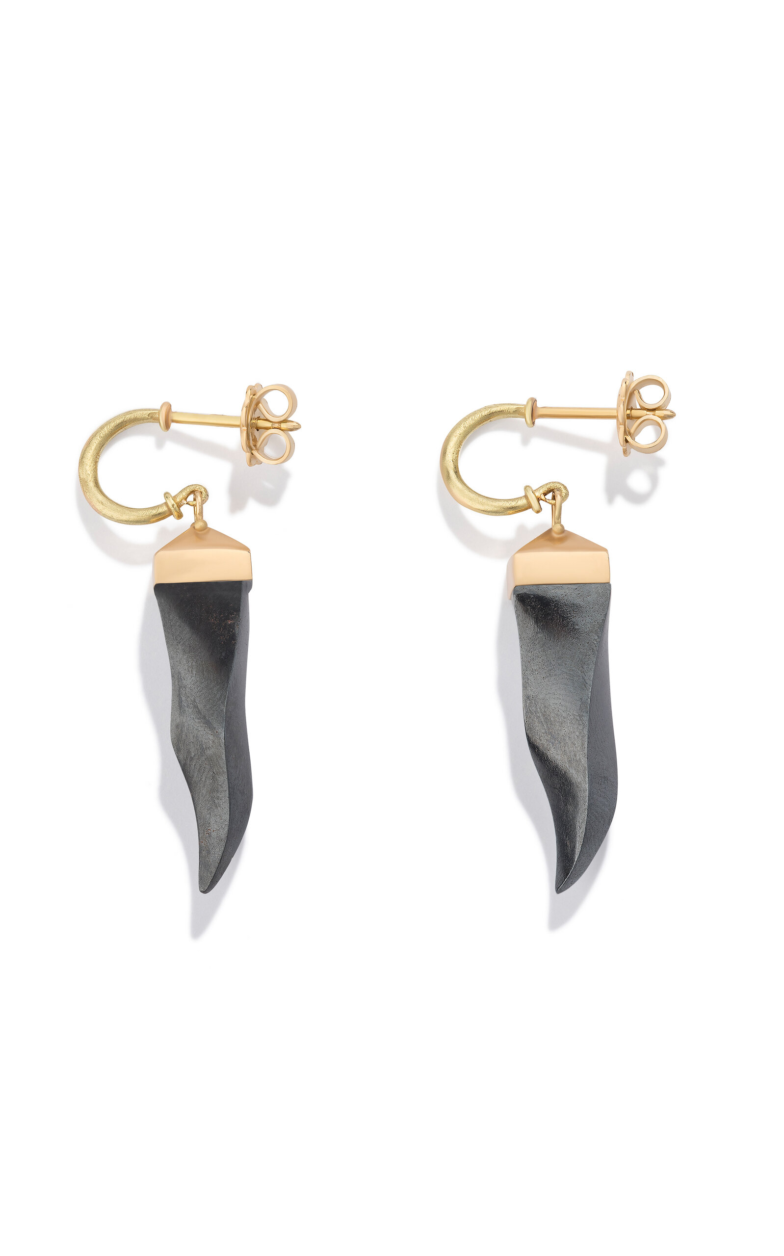 Cornicello 18K Yellow Gold Hematite Earrings