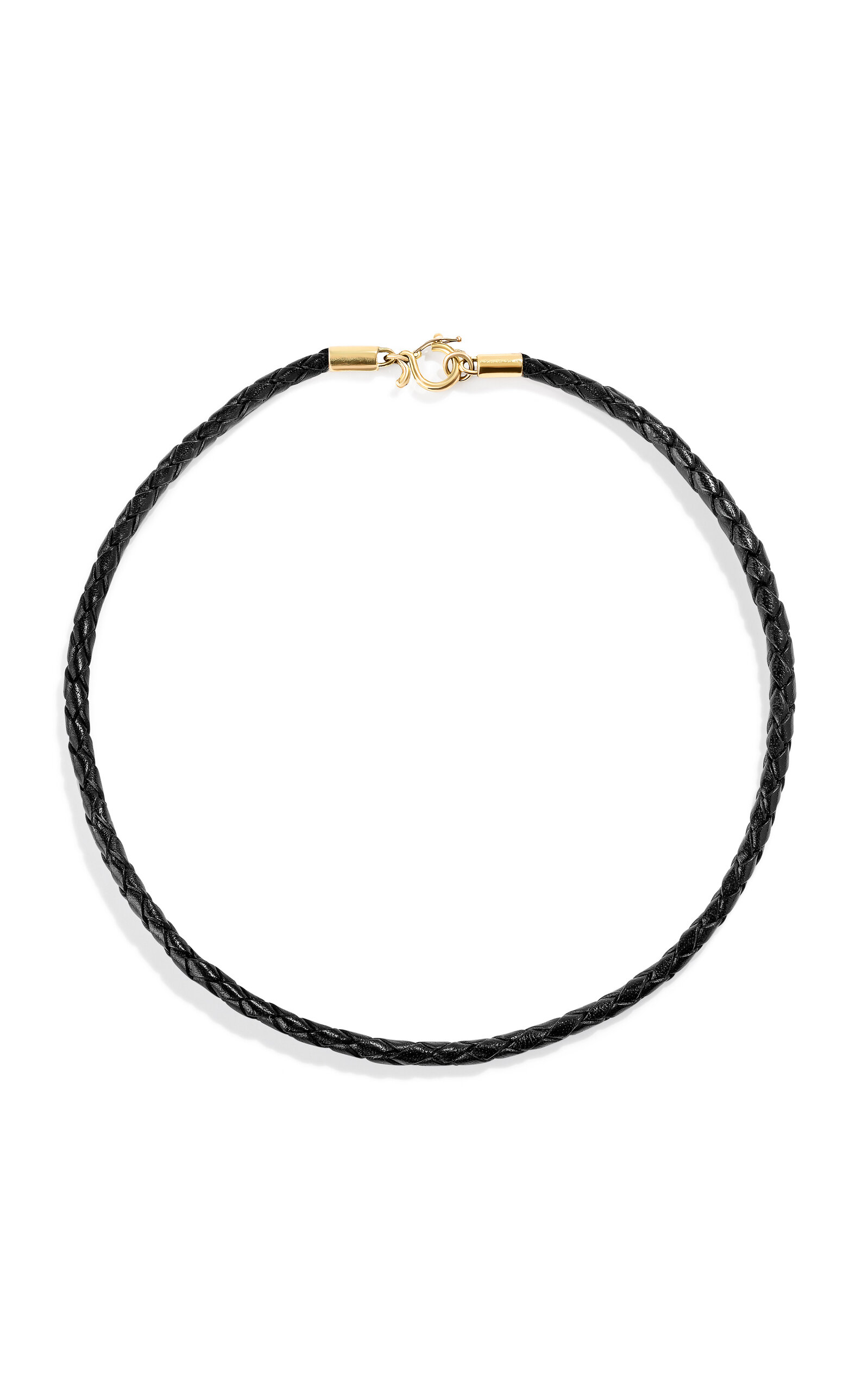 Intreccia 18K Yellow Gold Leather Necklace