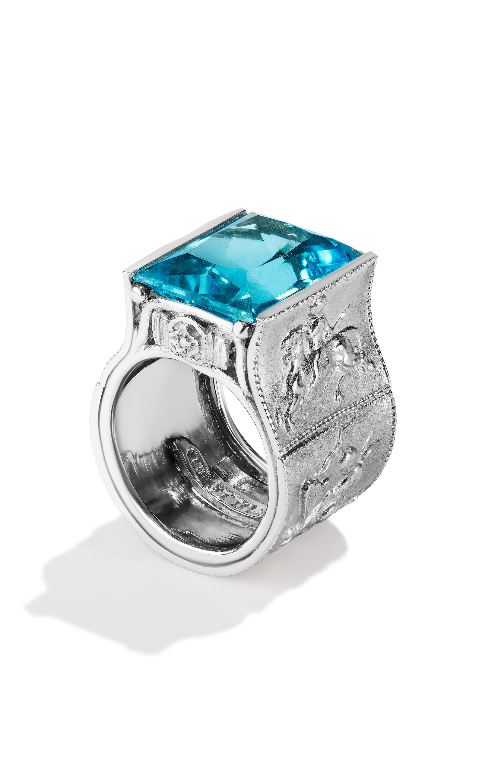 Shop Renato Cipullo Romantica 18k White Gold Topaz Ring In Blue