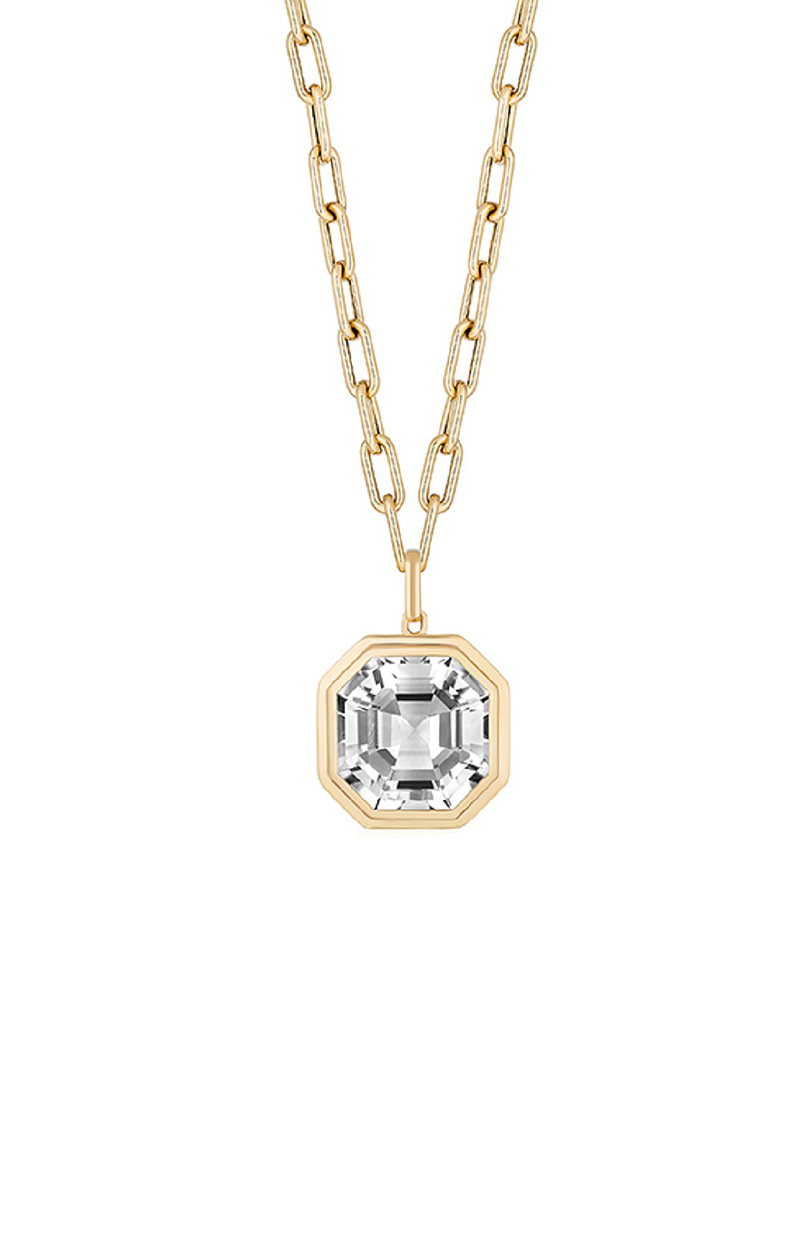 18K Yellow Gold Crystal Pendant Necklace