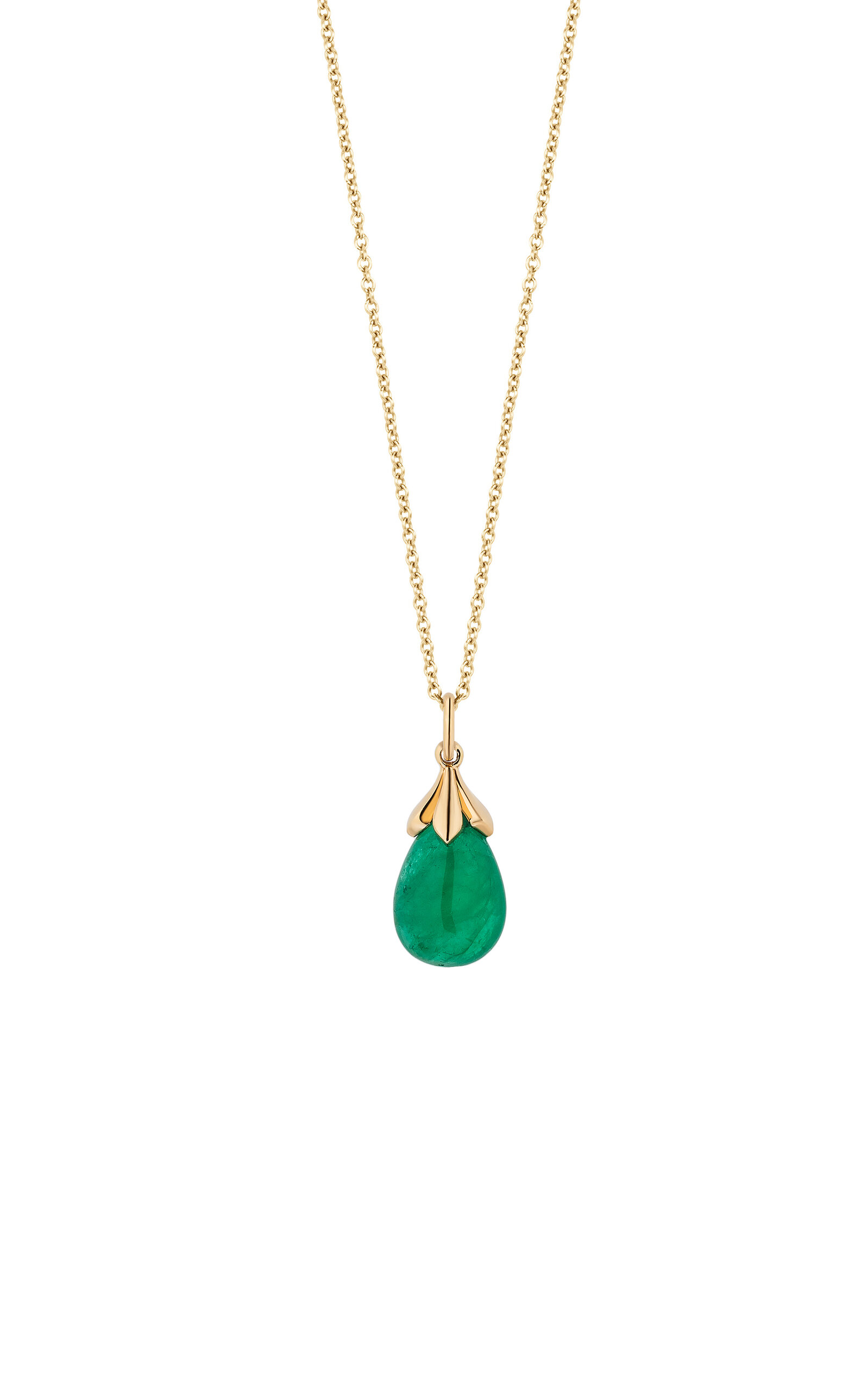 18K Yellow Gold Emerald Pendant Necklace