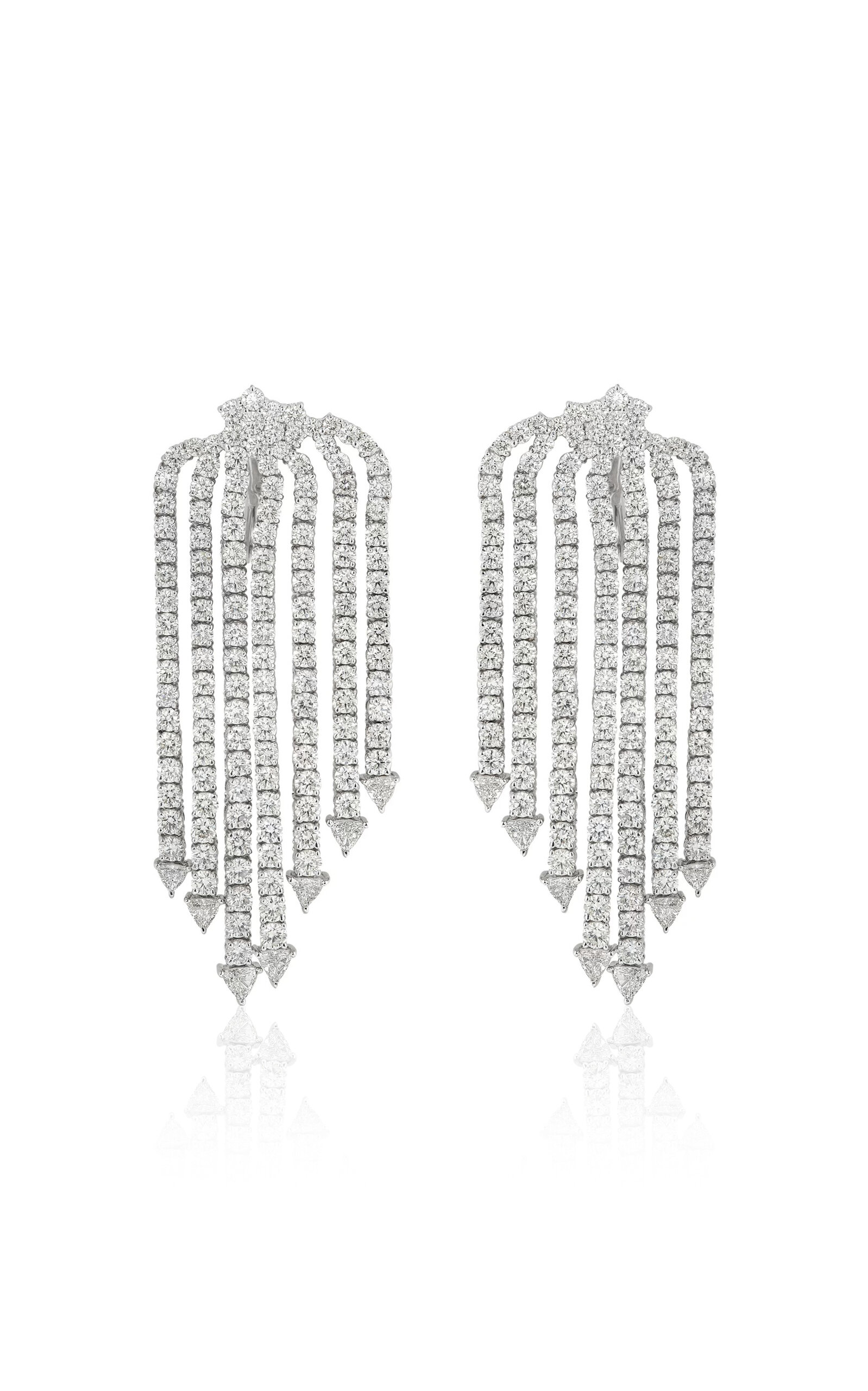 Khepri 18k White Gold Fringe Diamond Earrings In Metallic