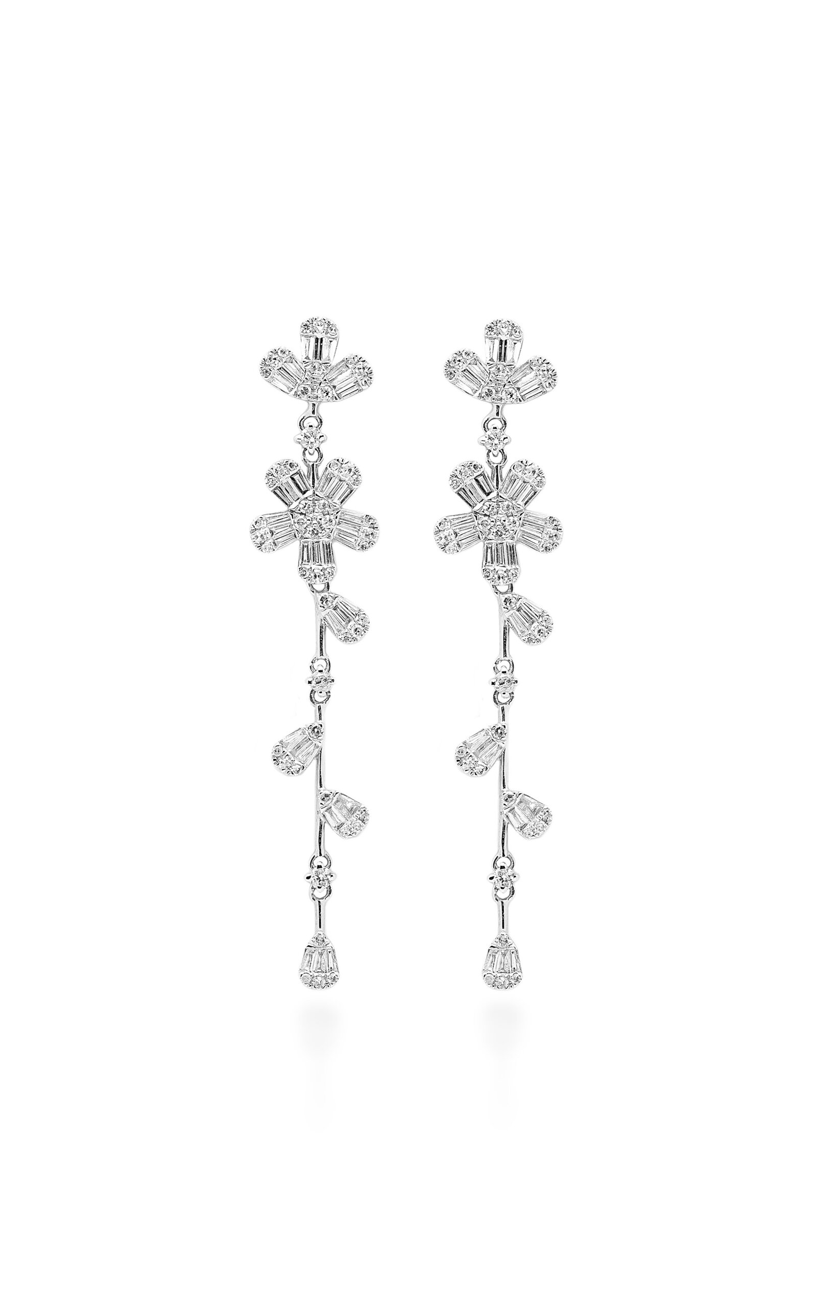 Khepri 18k White Gold Floral Vine Earrings In Metallic