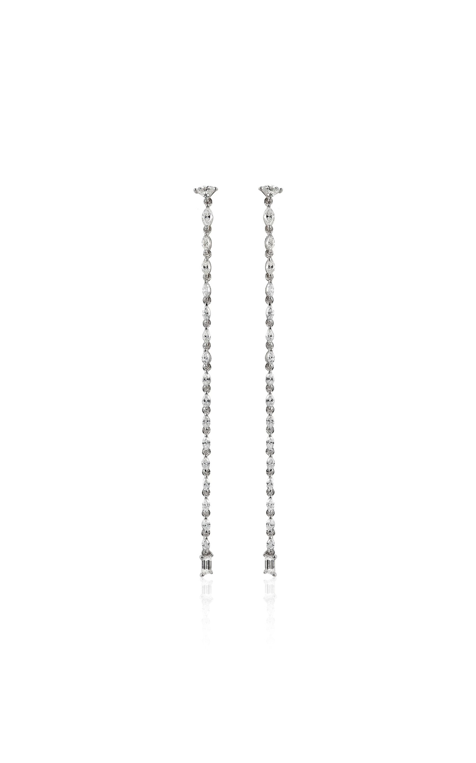 Khepri 18k White Gold Dancing Linear Marquise Diamond Drop Earrings