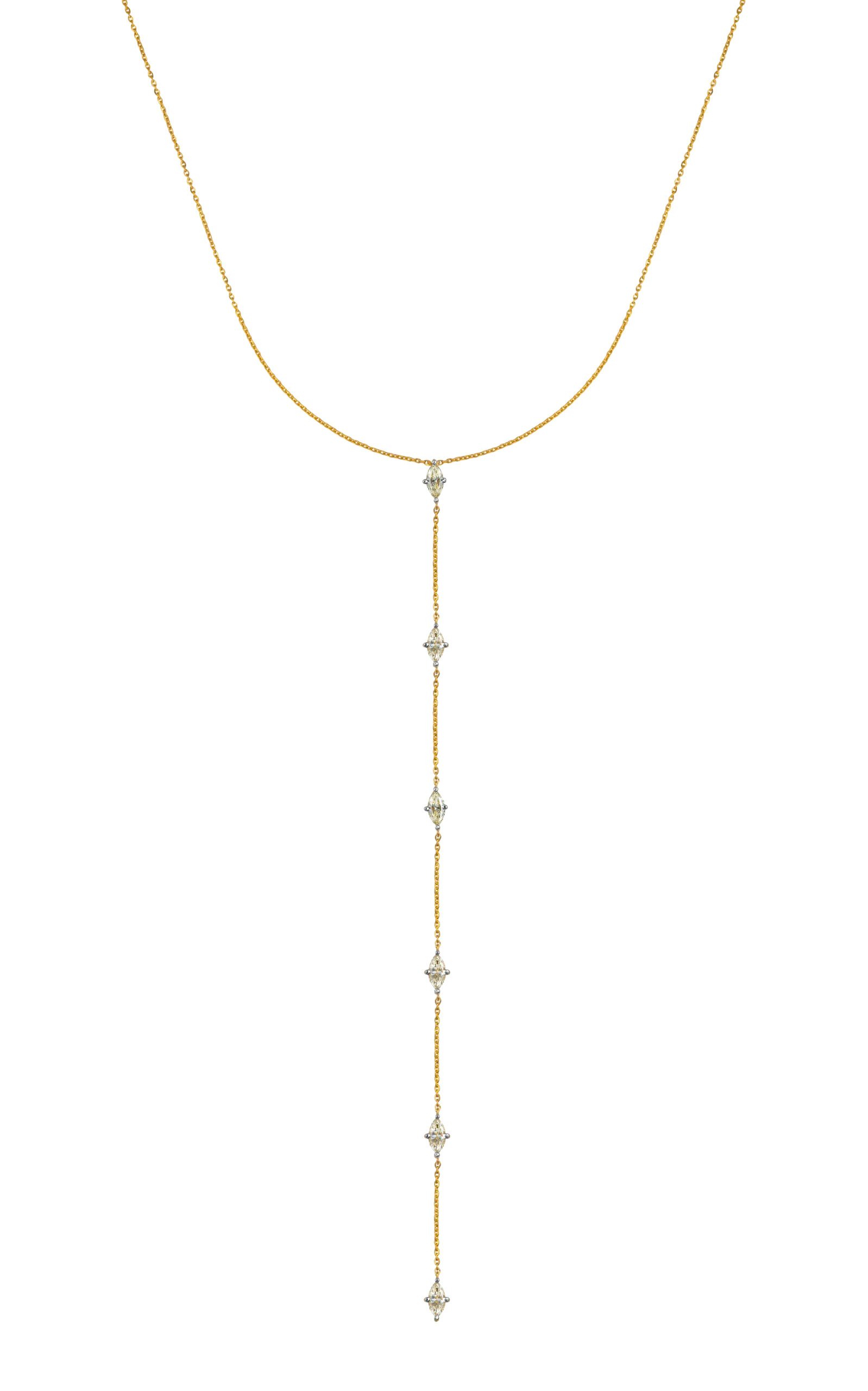 Khepri 18k Yellow Gold Diamond Marquise Lariat Necklace