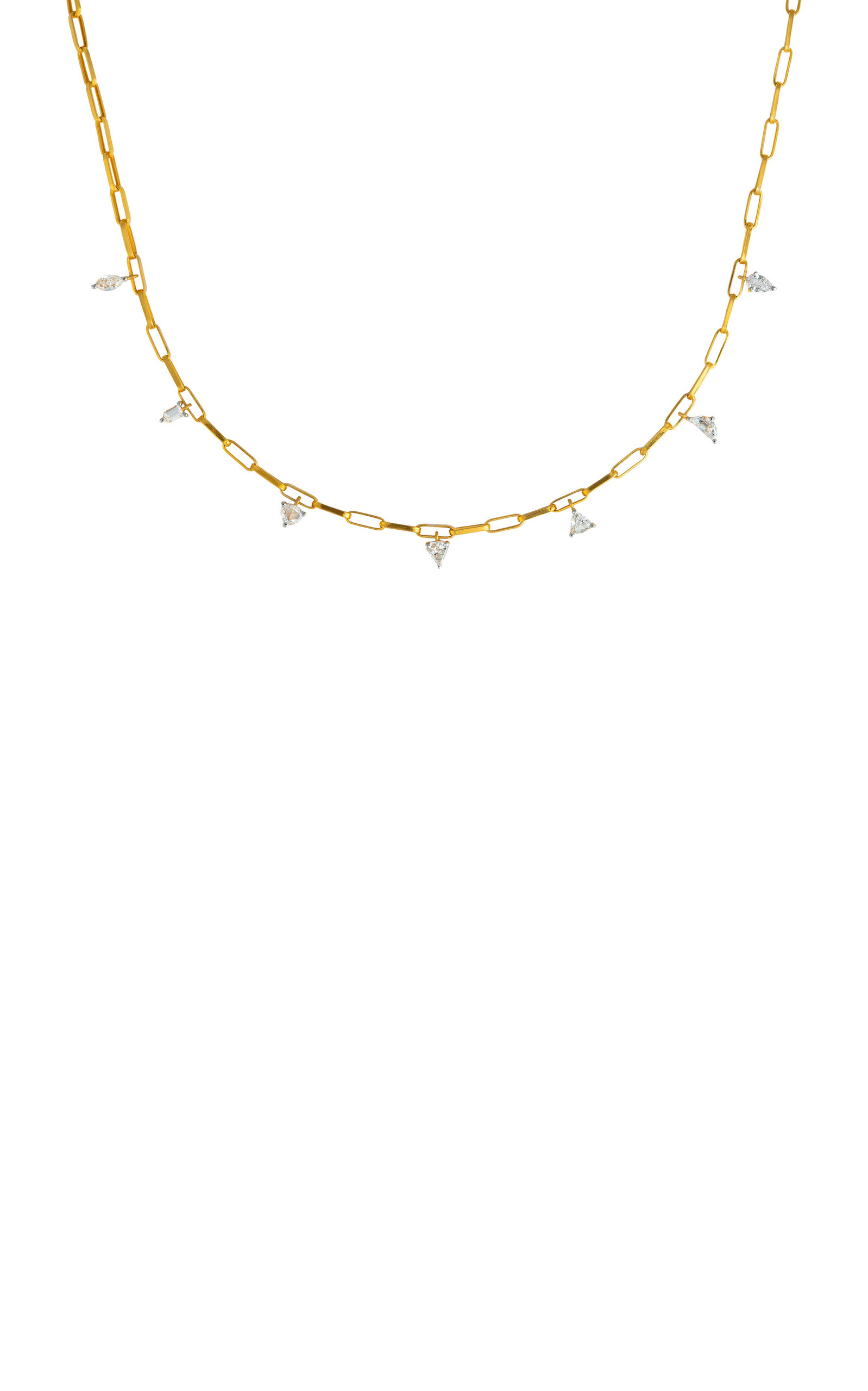 Khepri 18k Yellow Gold Dancing White Diamond Necklace In Neutral