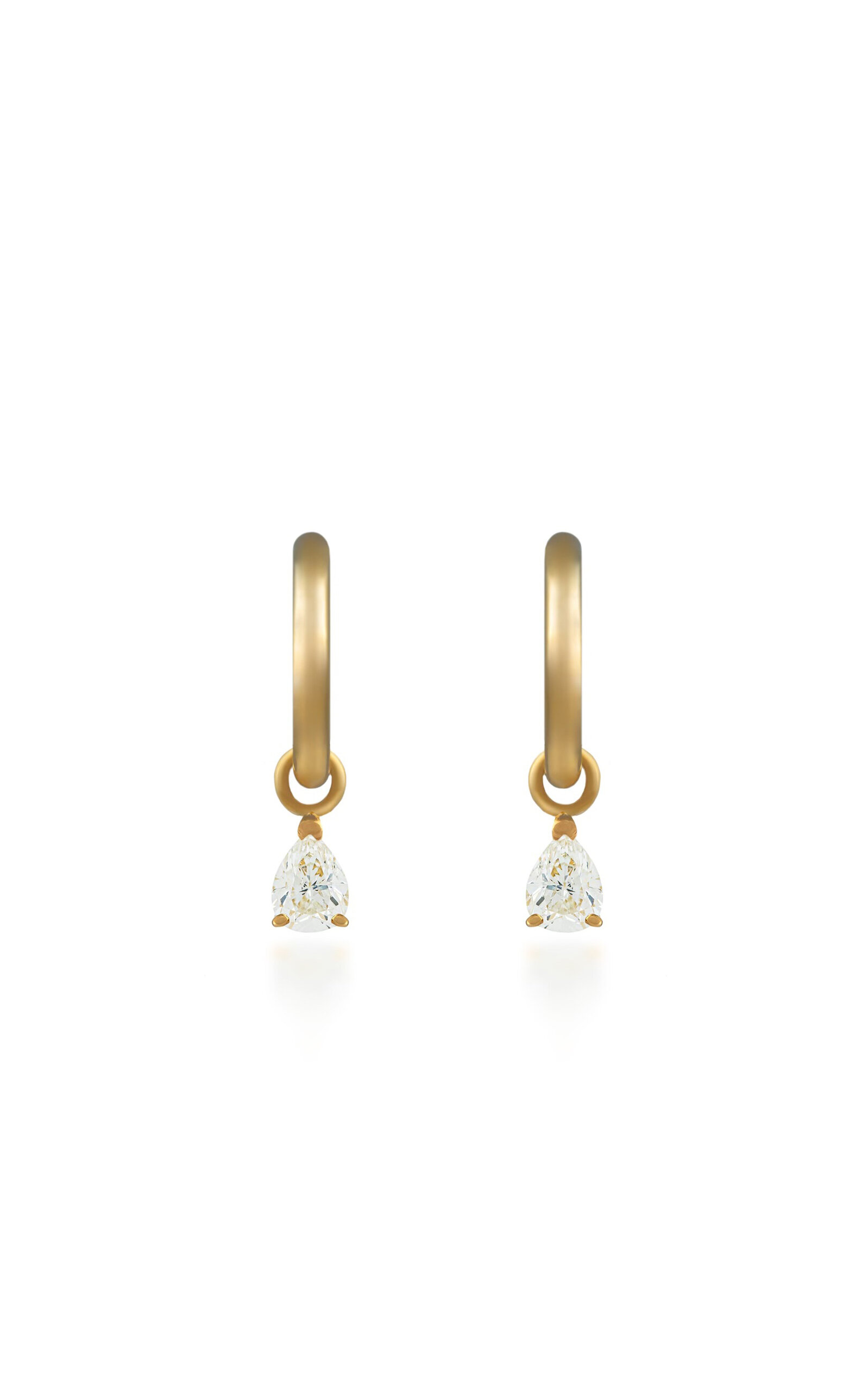 Khepri 18k Yellow Gold Huggies With Pear Diamond Drops