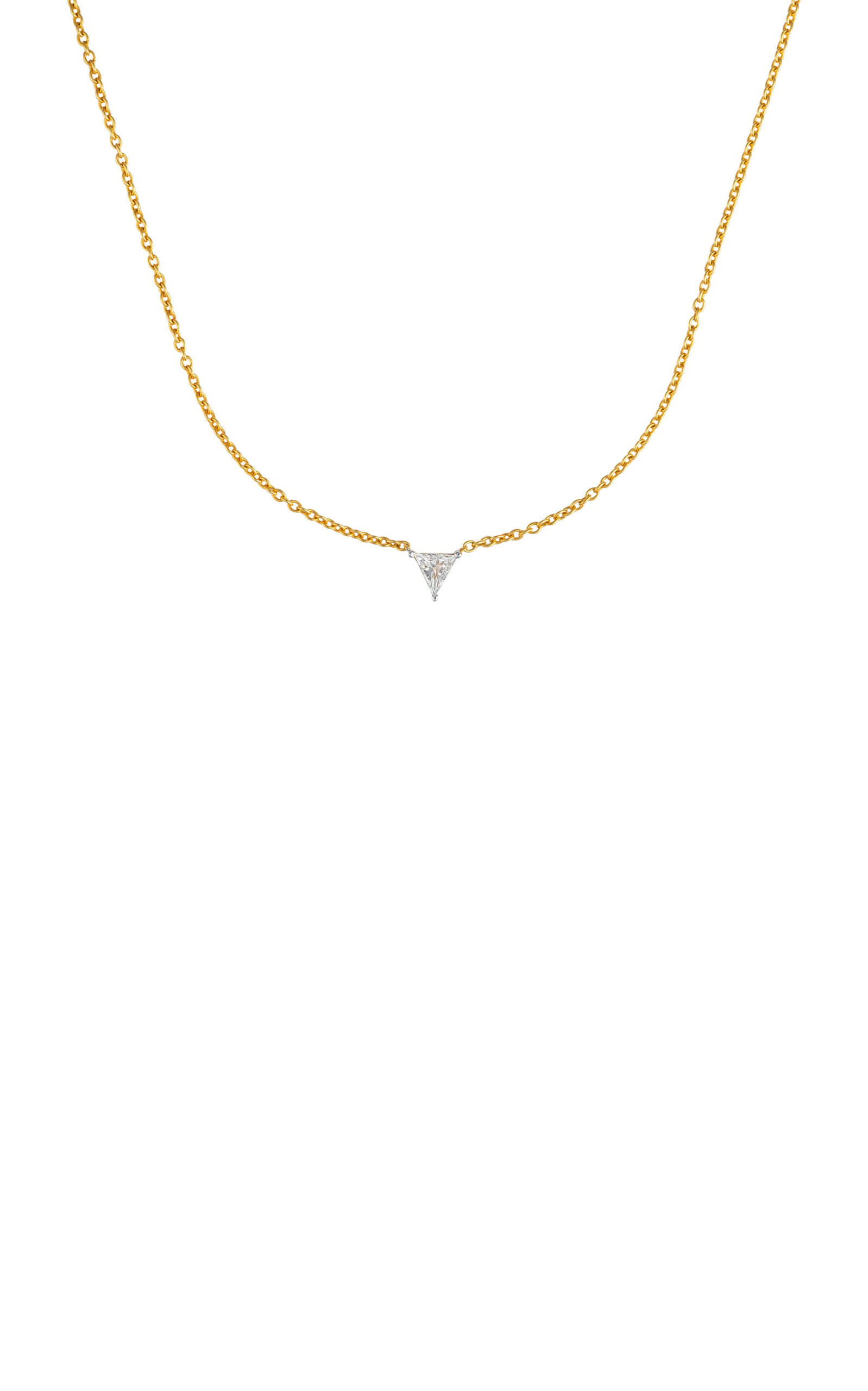 Khepri 18k Yellow Gold Floating Trillion Diamond Necklace