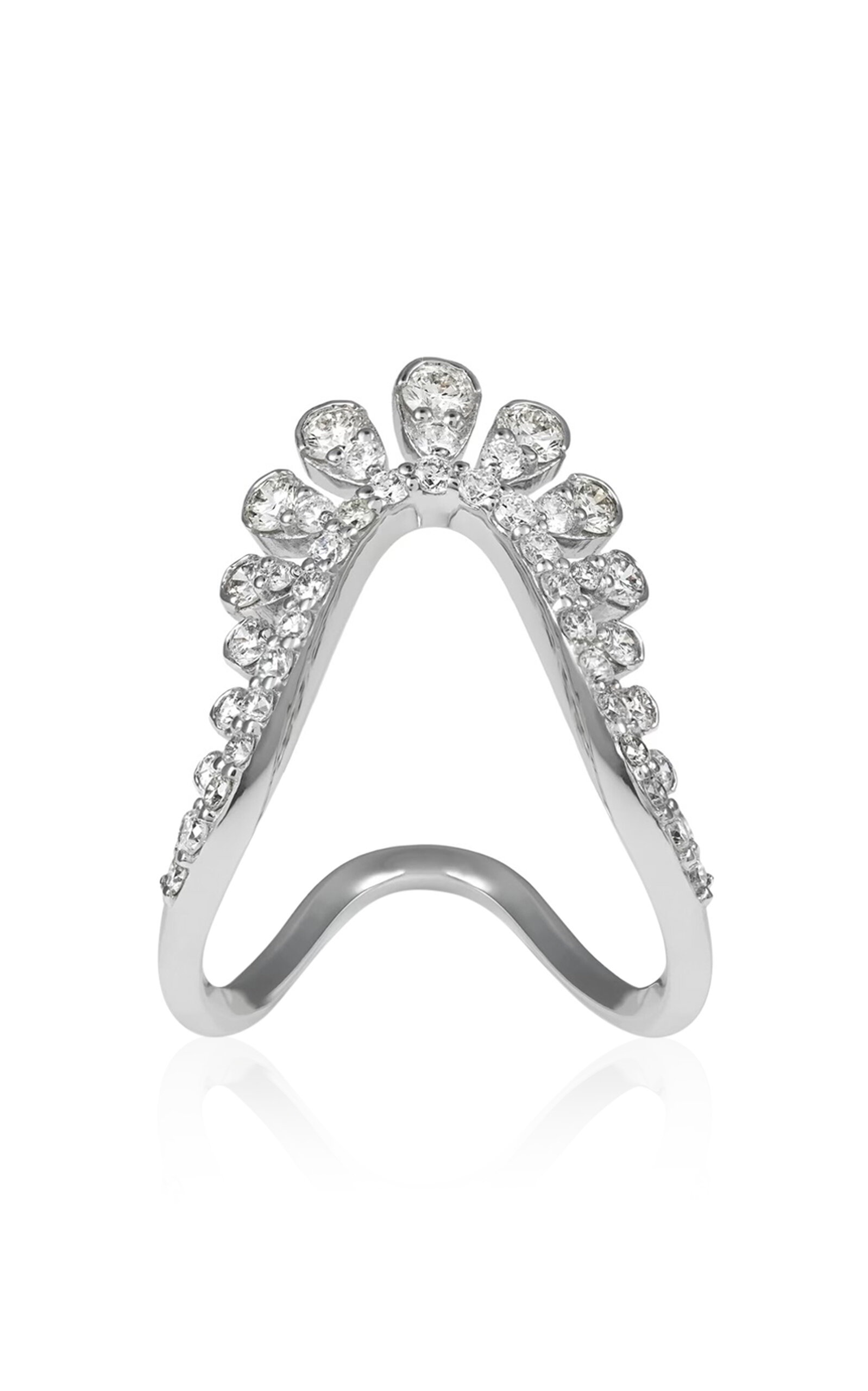 Khepri 18k White Gold Crown Vanki Diamond Ring