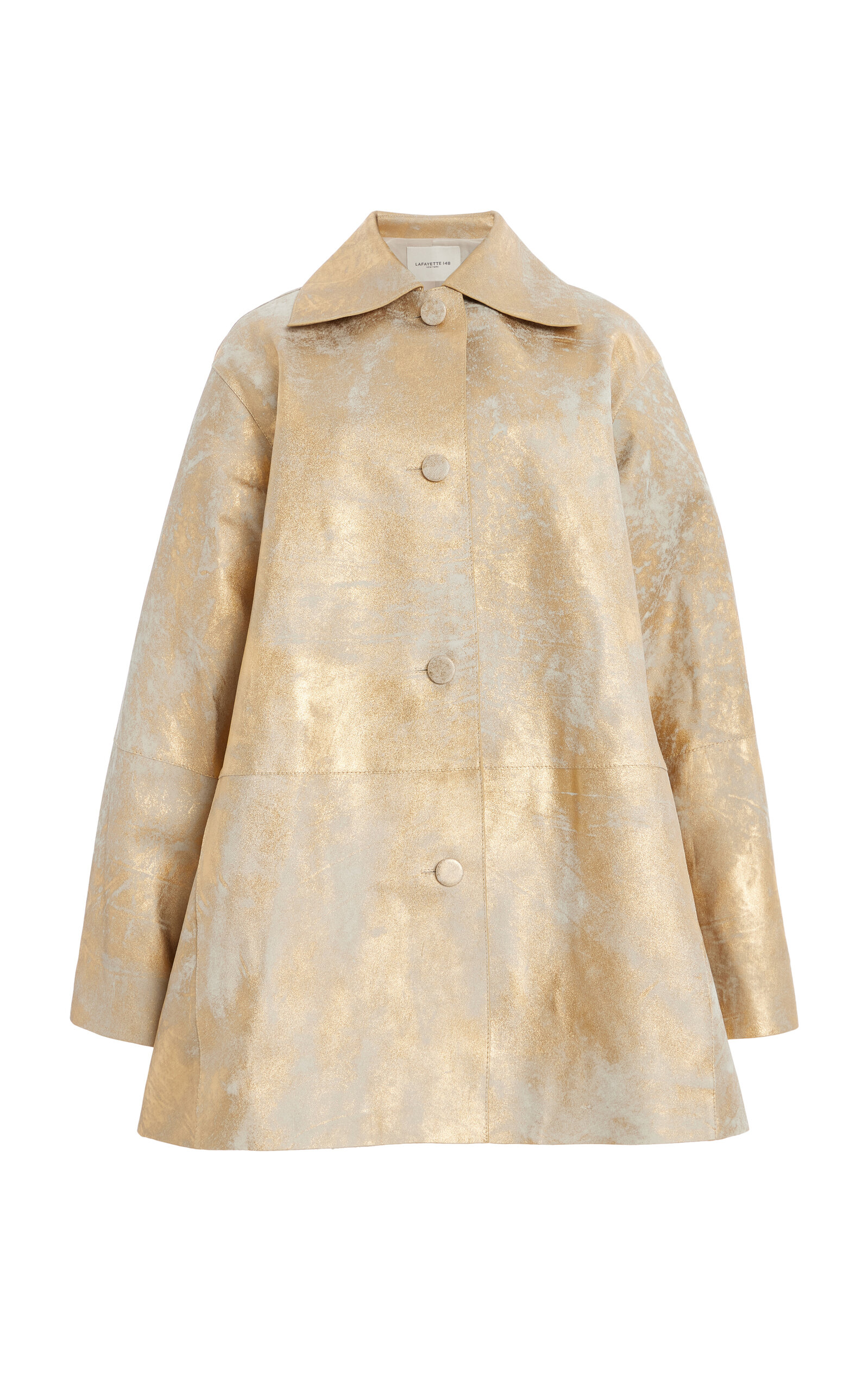 Lafayette 148 Oversized Leather Coat In Neutral