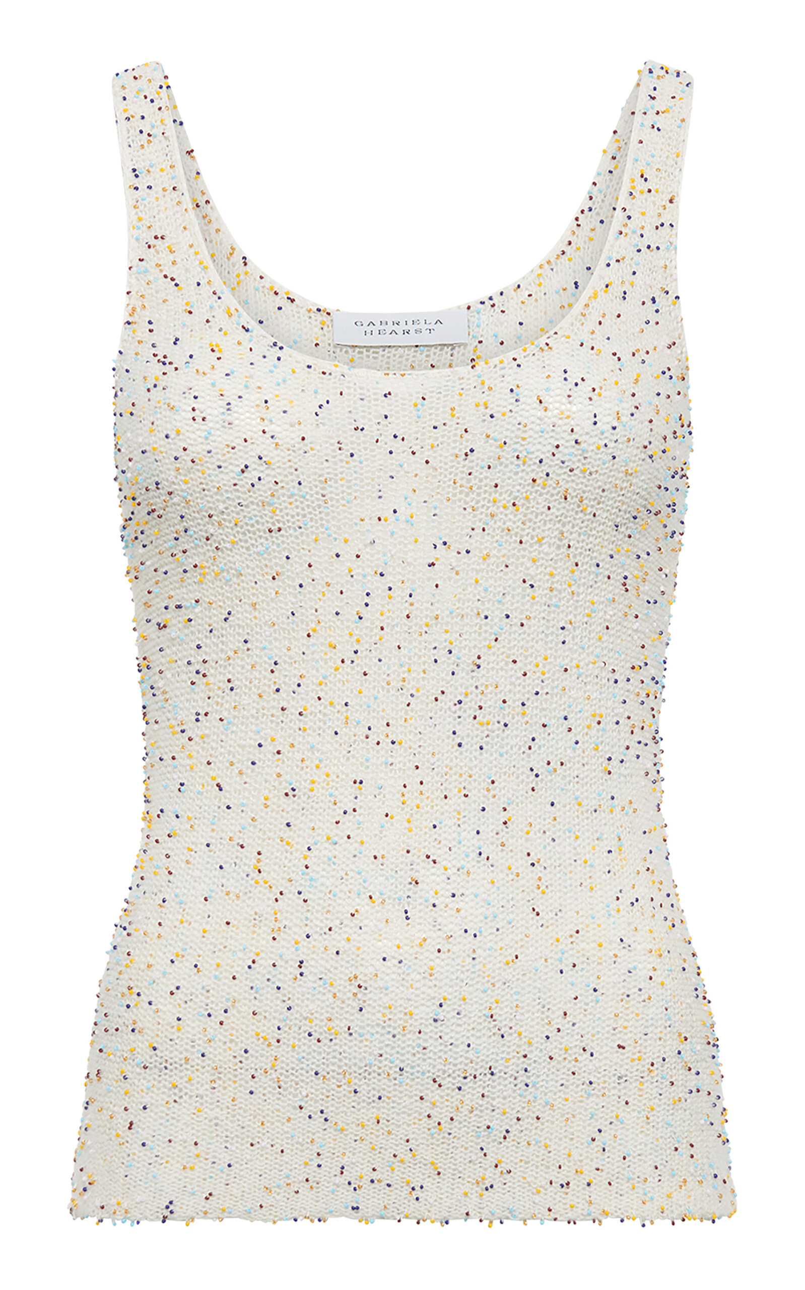 Shop Gabriela Hearst Malcom Glass Beaded Cashmere-silk Tank Top In Ivory