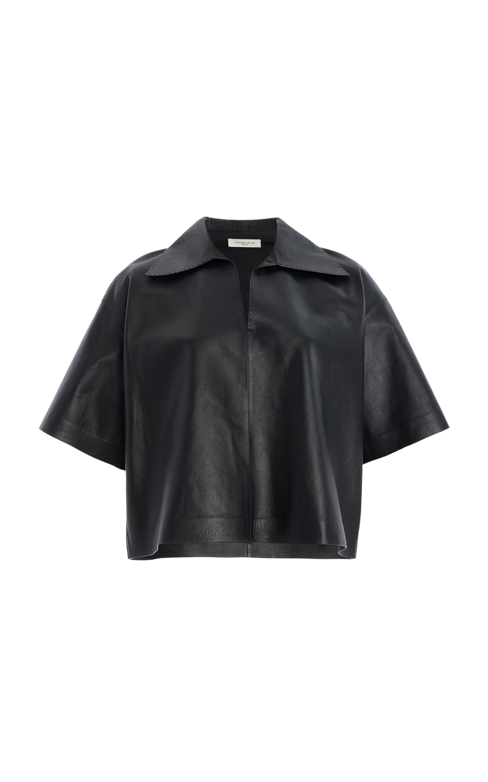 Leather Split Collar Shirt