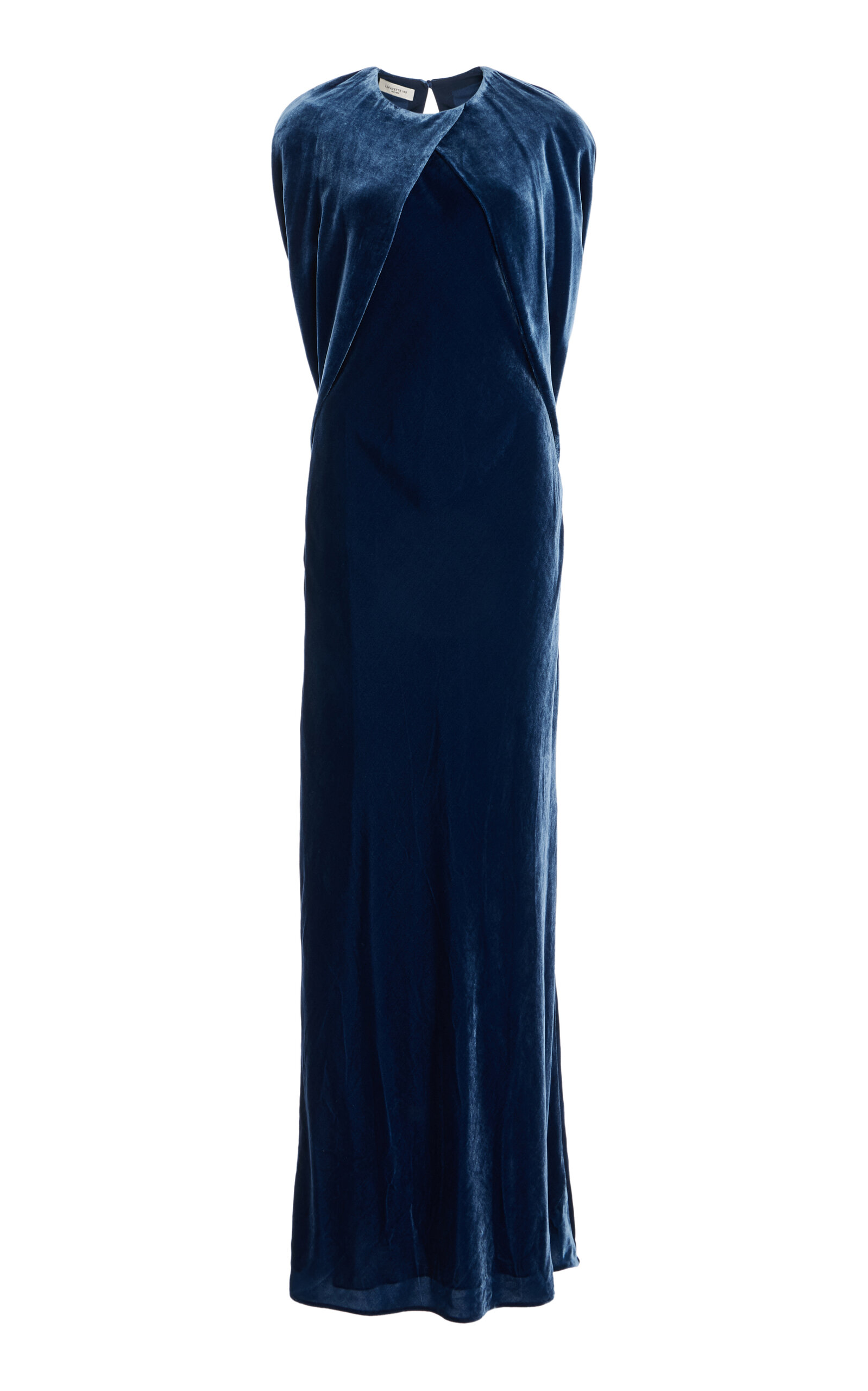 Lafayette 148 Velvet Shawl-sleeve Gown In Blue