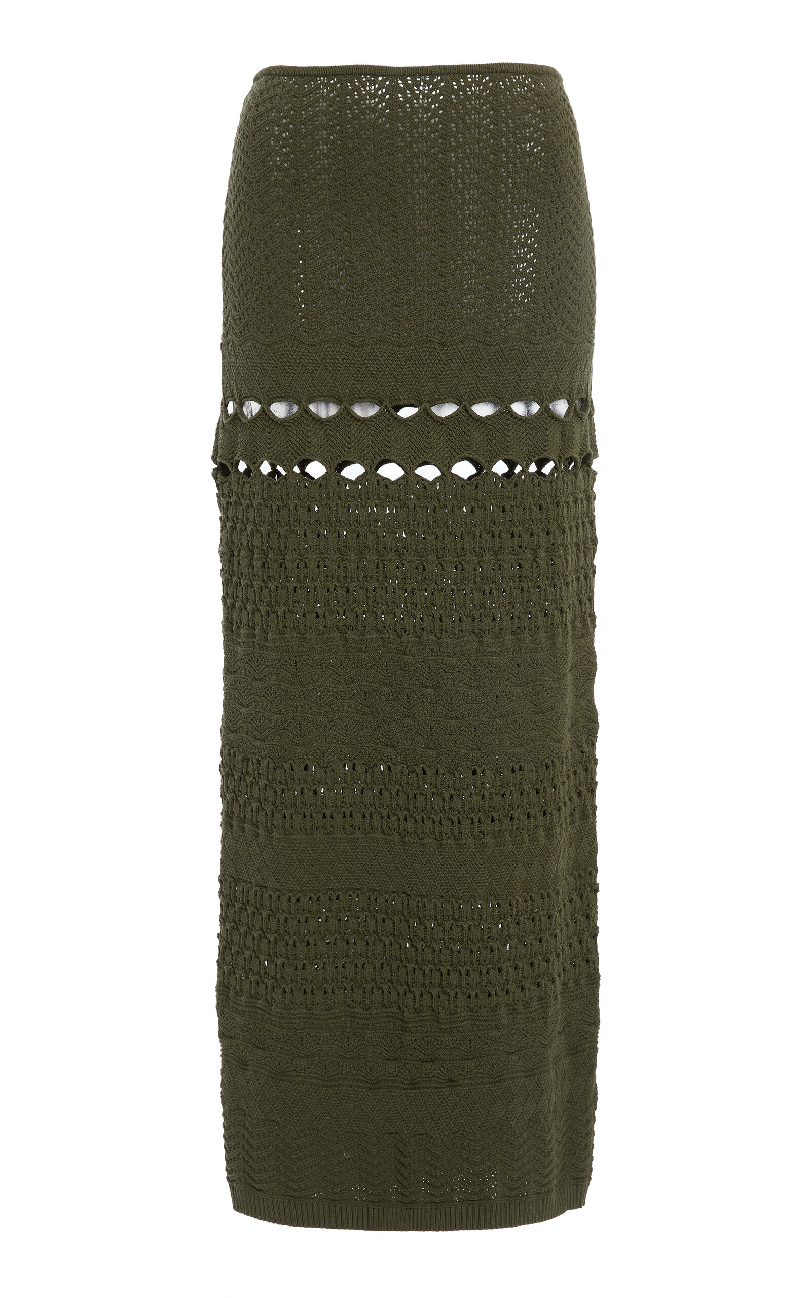 Shop Elie Saab Crochet Maxi Skirt In Dark Green