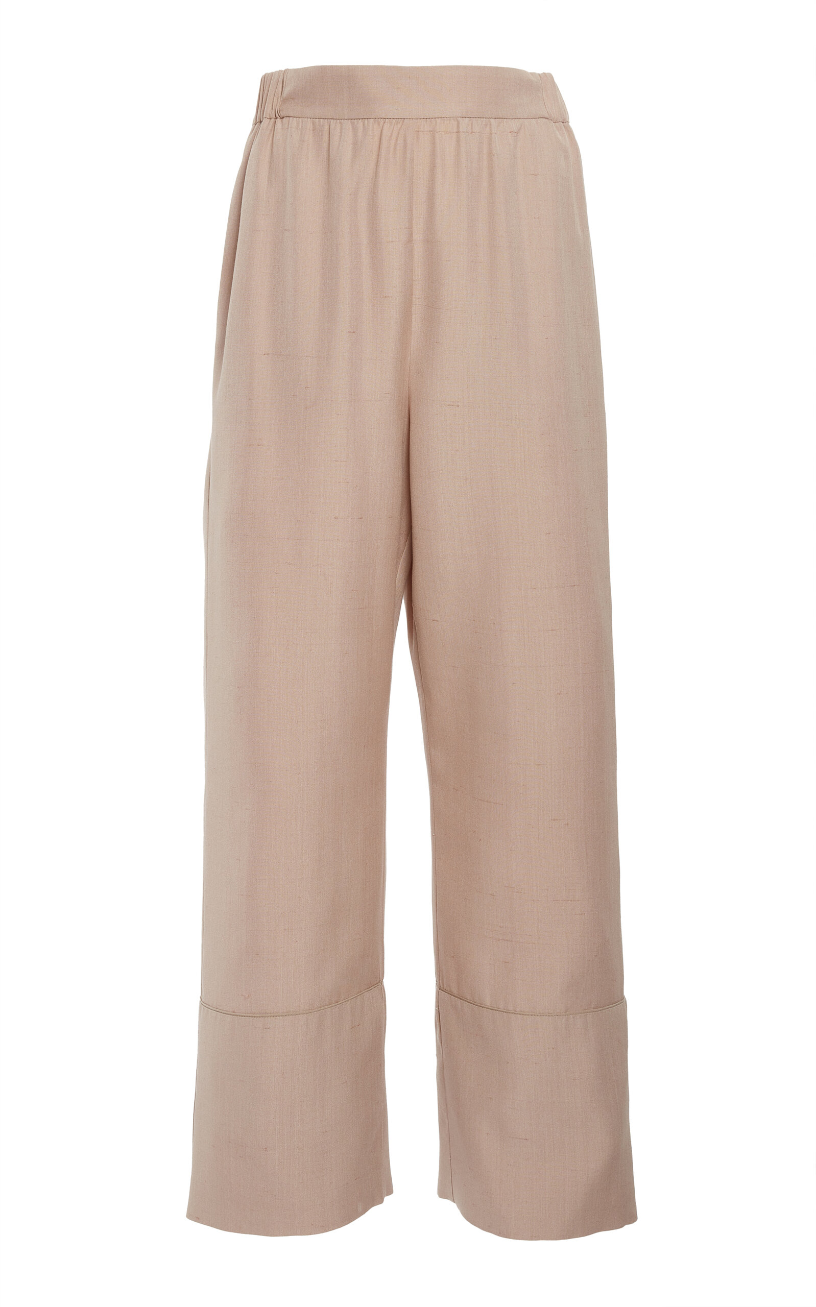 Shop Elie Saab Silk Cropped Pants In Light Grey