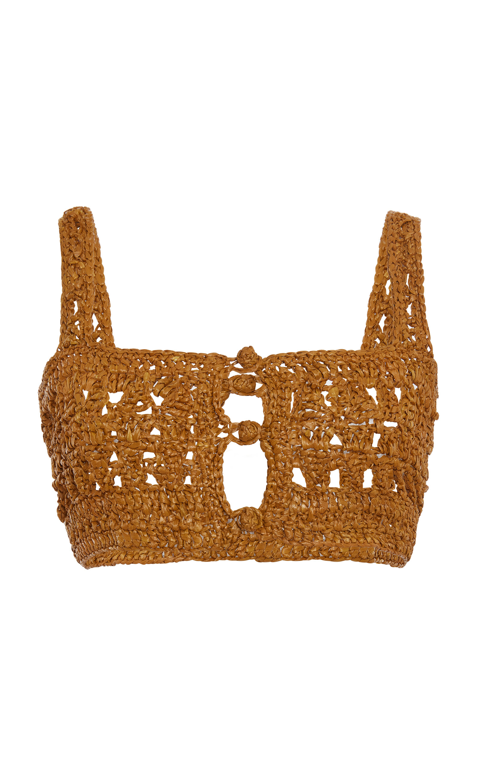 Shop Elie Saab Cotton Crochet Bralette In Brown