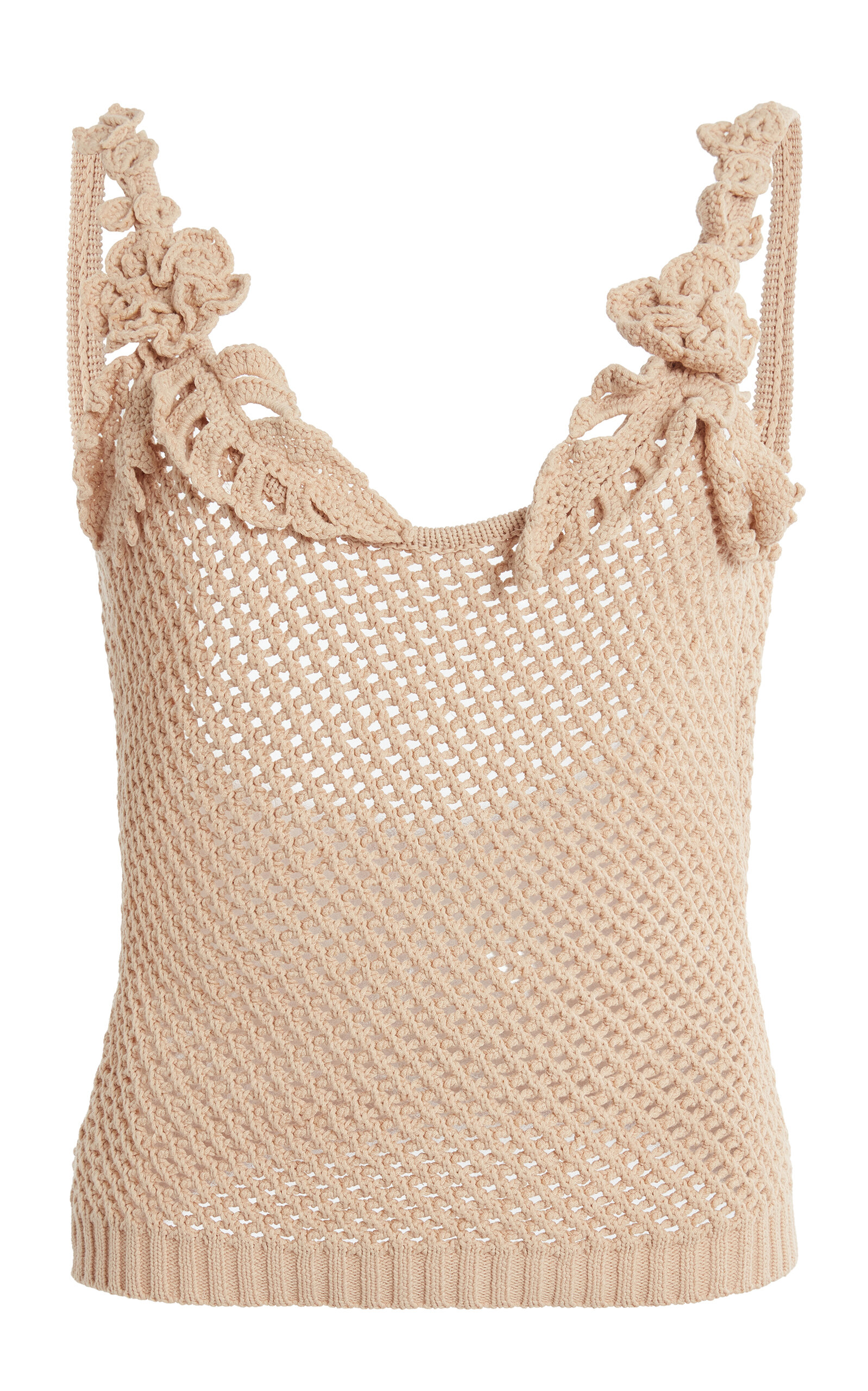 Shop Elie Saab Floral Embroidered Mesh Top In Khaki