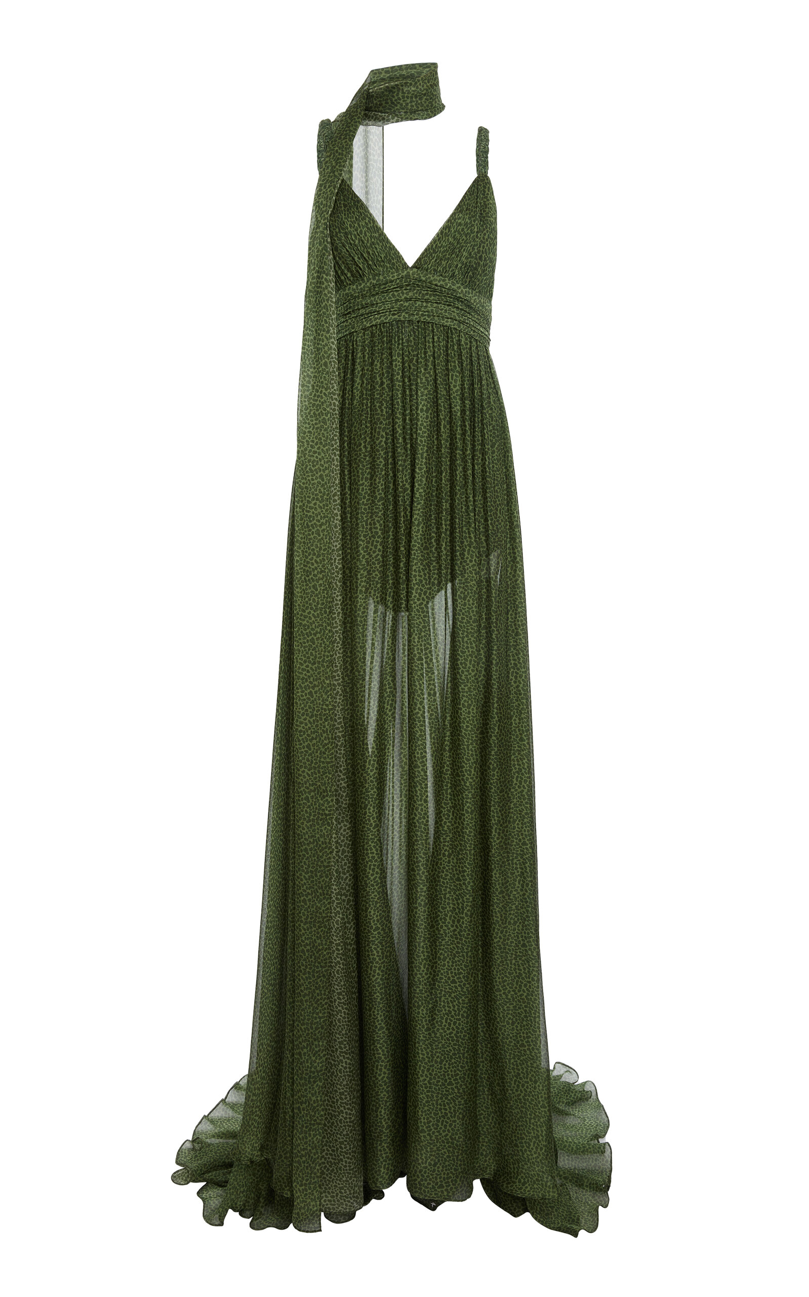 Shop Elie Saab Printed Silk Maxi Dress