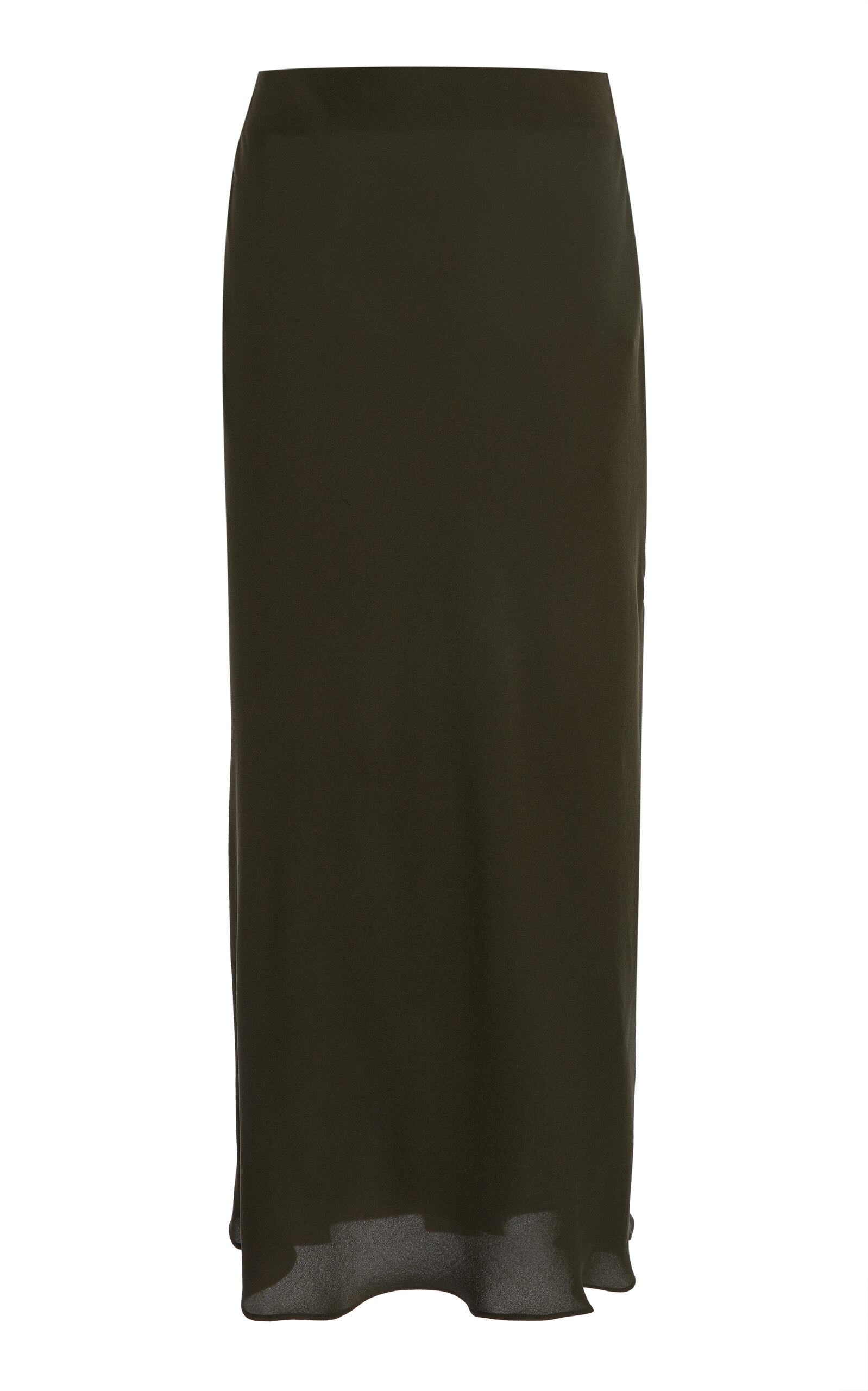 Shop Elie Saab Asymmetric Silk Midi Skirt In Dark Green