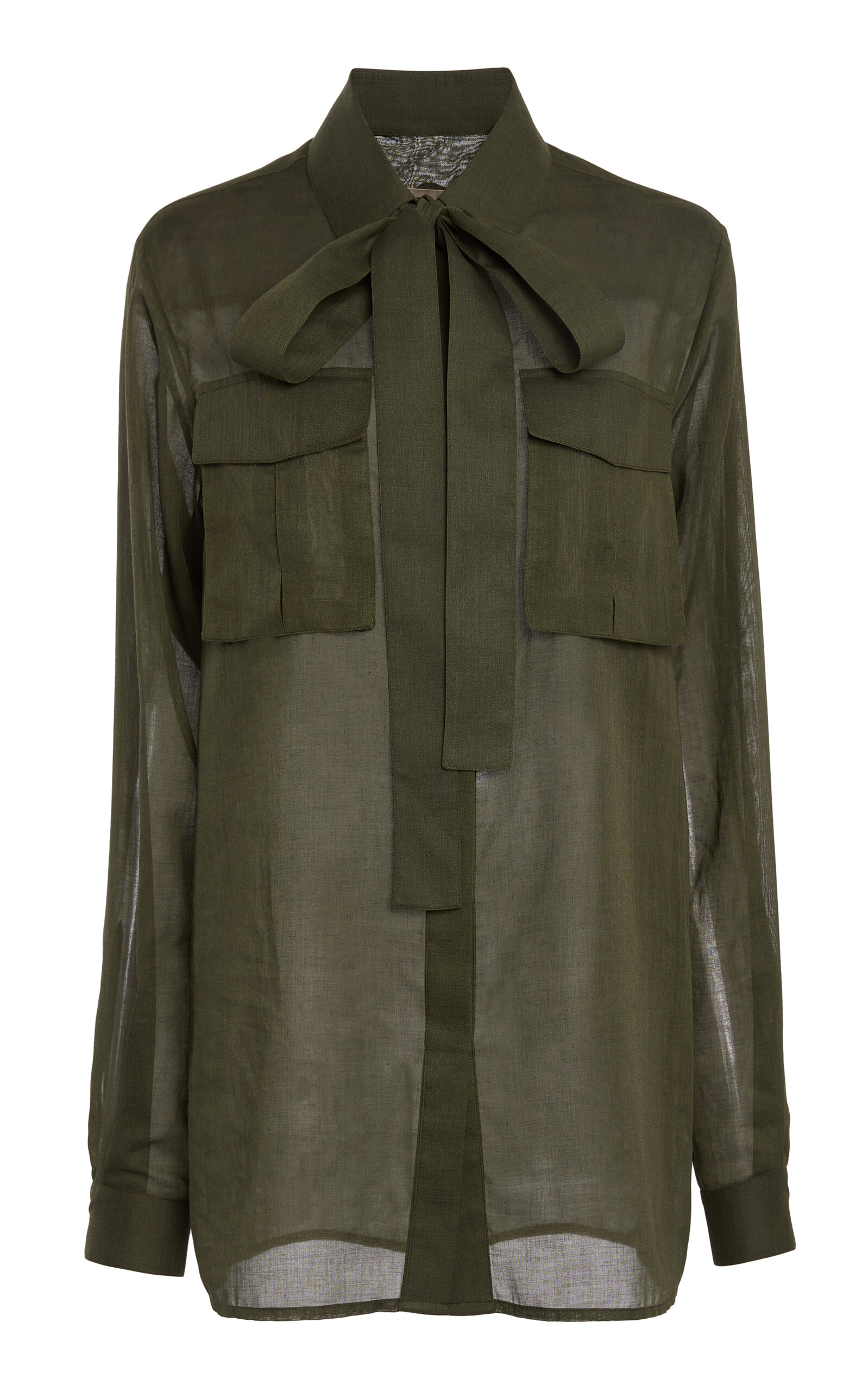 Shop Elie Saab Organdy Cotton Shirt In Dark Green