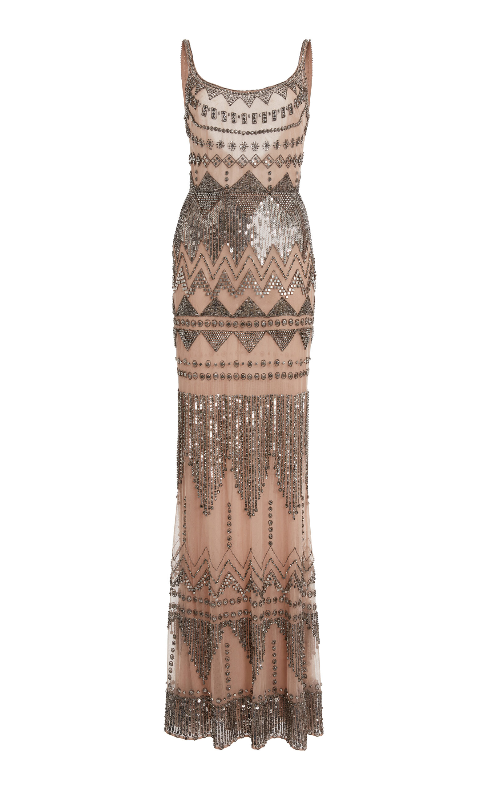 Shop Elie Saab Geometric Beaded Maxi Dress In Multi