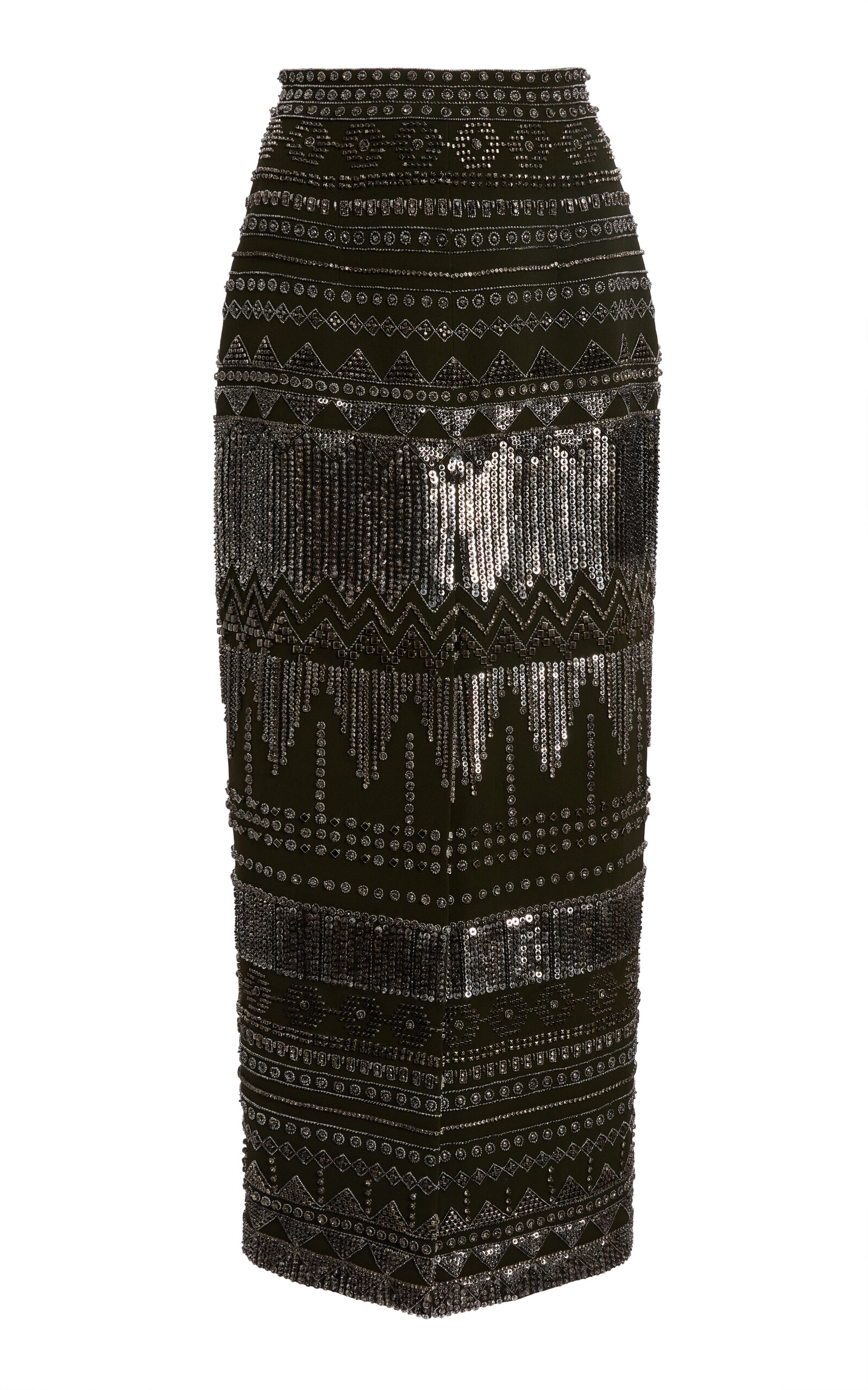 Shop Elie Saab Beaded Cady Midi Skirt In Multi