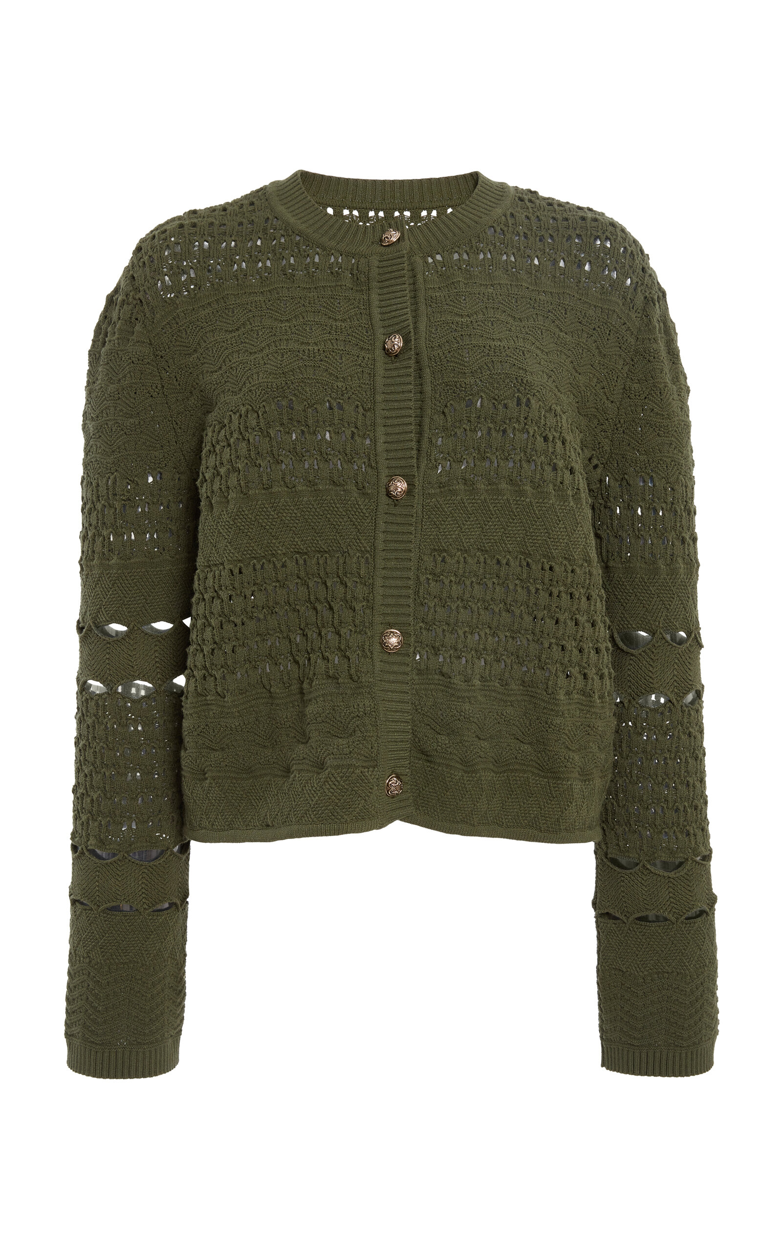 Shop Elie Saab Crocheted Cardigan In Dark Green