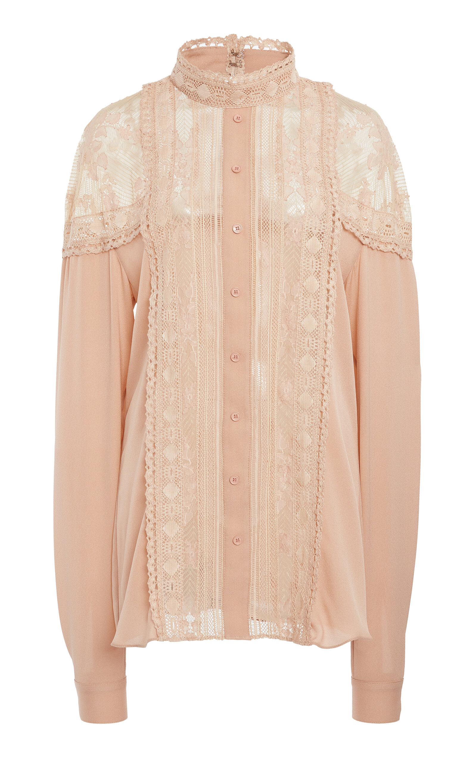 Shop Elie Saab Silk-lace Embroidered Top In Nude