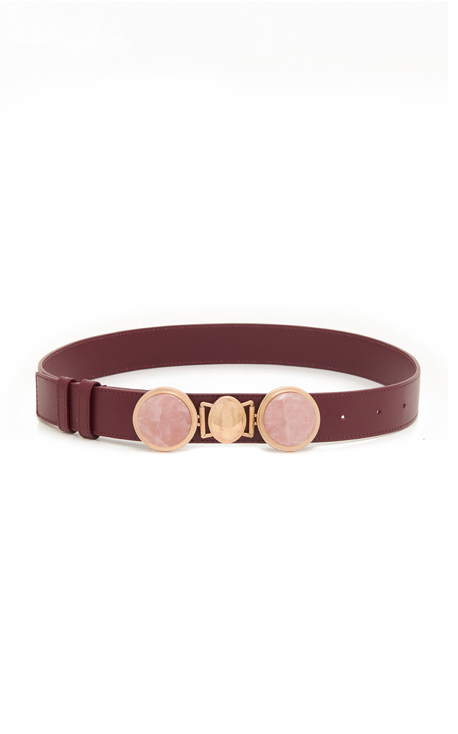 Shop Gabriela Hearst Grange Stone-detailed Leather Belt In Burgundy