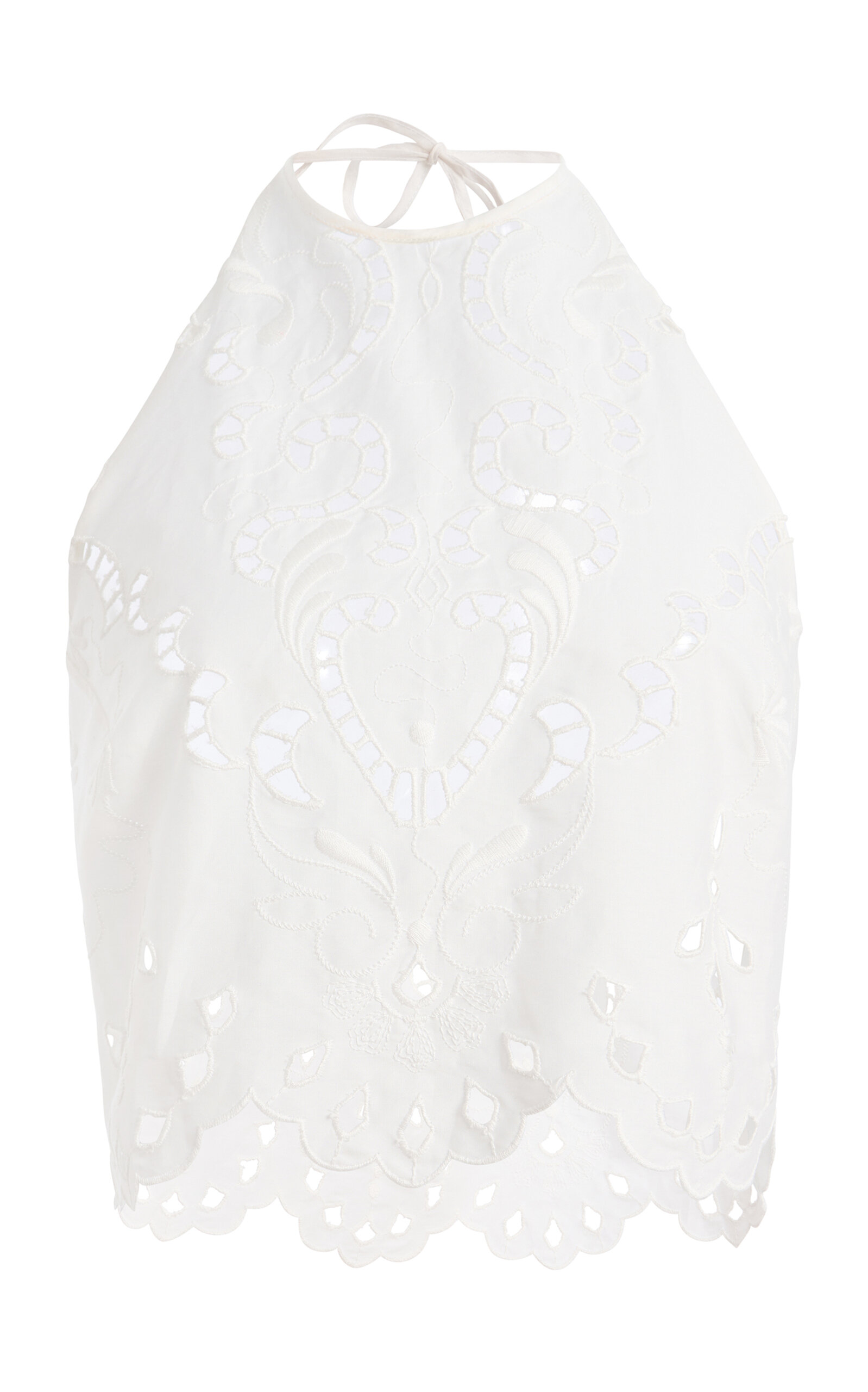 Shop Zuhair Murad Eyelet Cotton Cropped Top In White