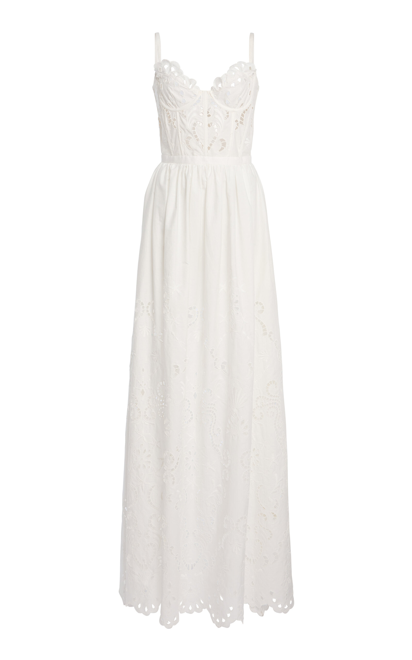 Shop Zuhair Murad Eyelet Cotton Maxi Dress In White